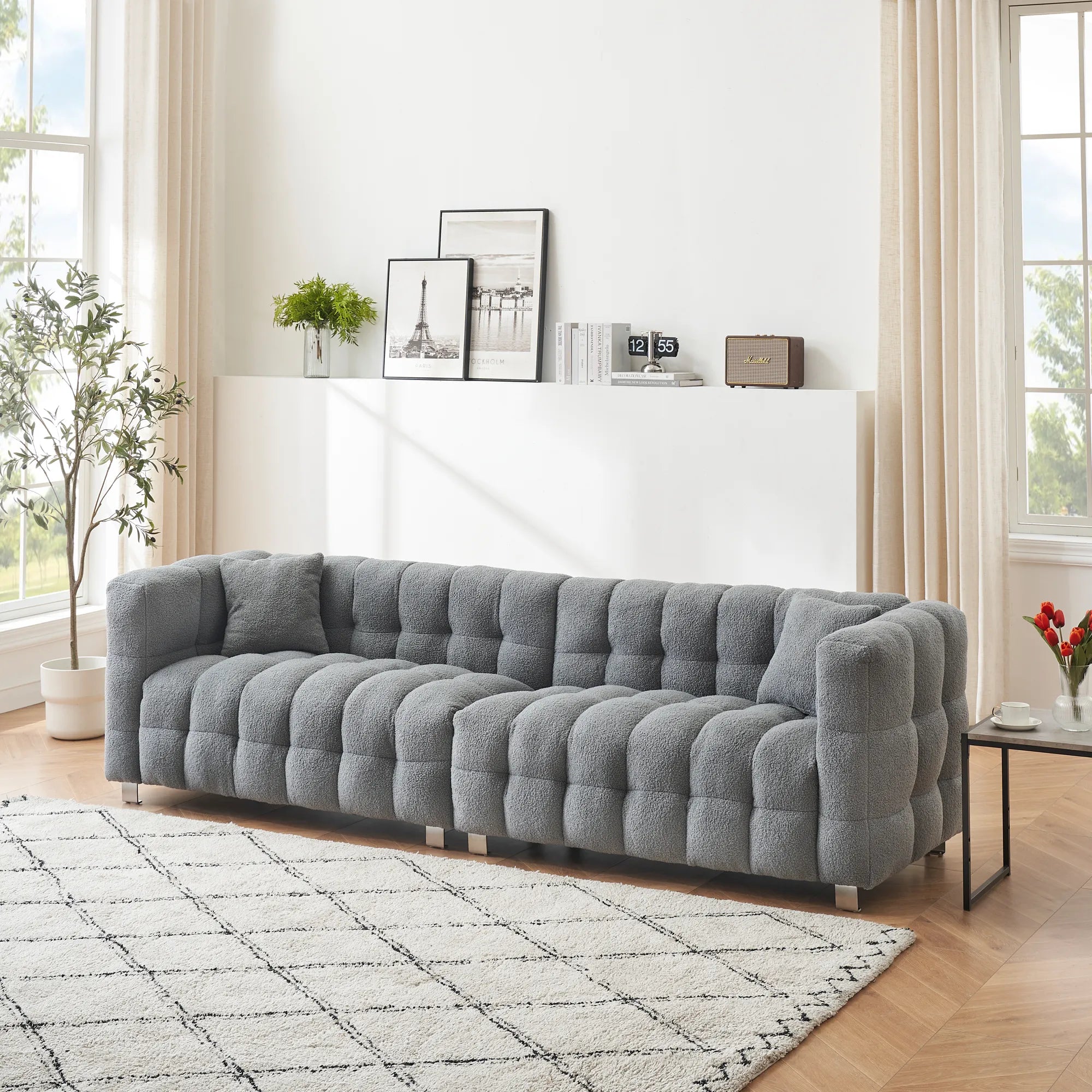 102" 4-Seater Upholstery Fleece Cloud Sofa