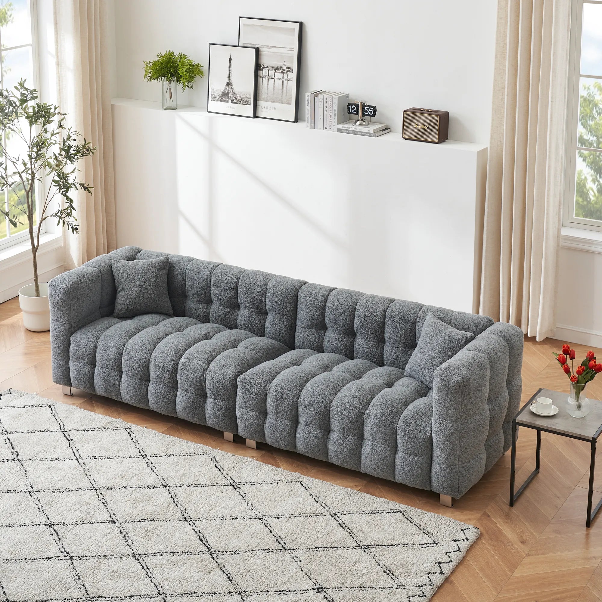 102" 4-Seater Upholstery Fleece Cloud Sofa