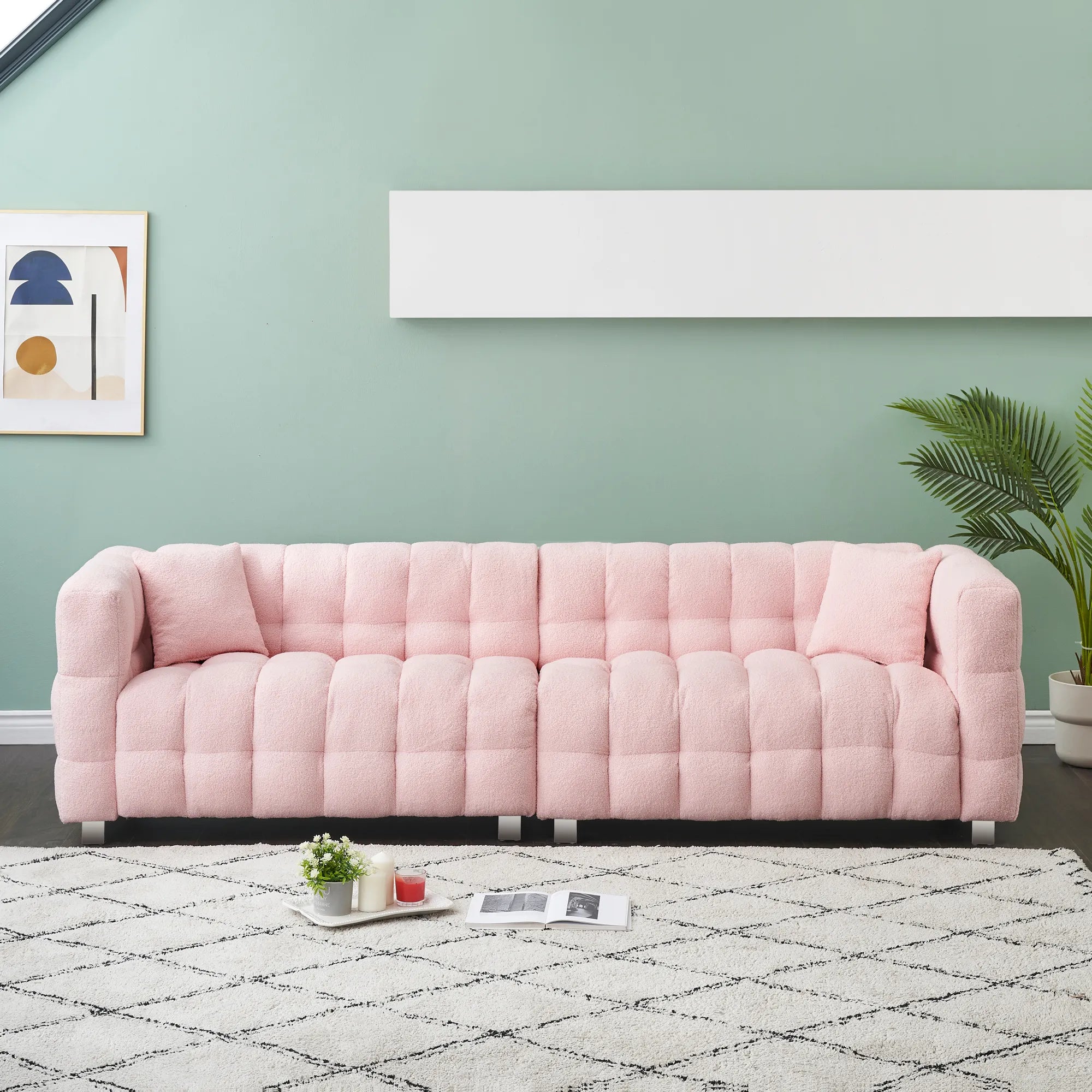 102" 4-Seater Upholstery Fleece Cloud Sofa