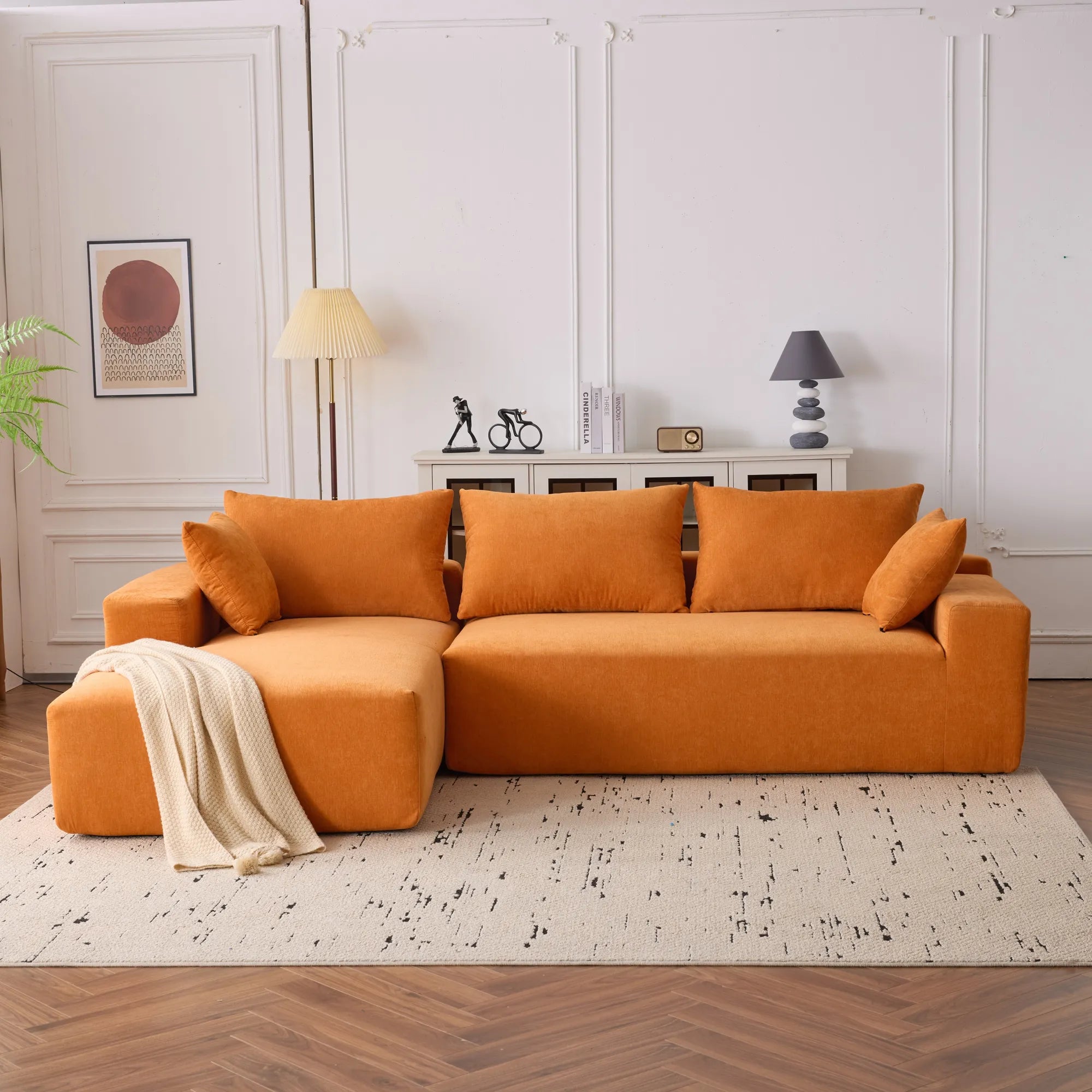108" 4 Seater Chenille Cloud Modular Sofa with Deep Seat