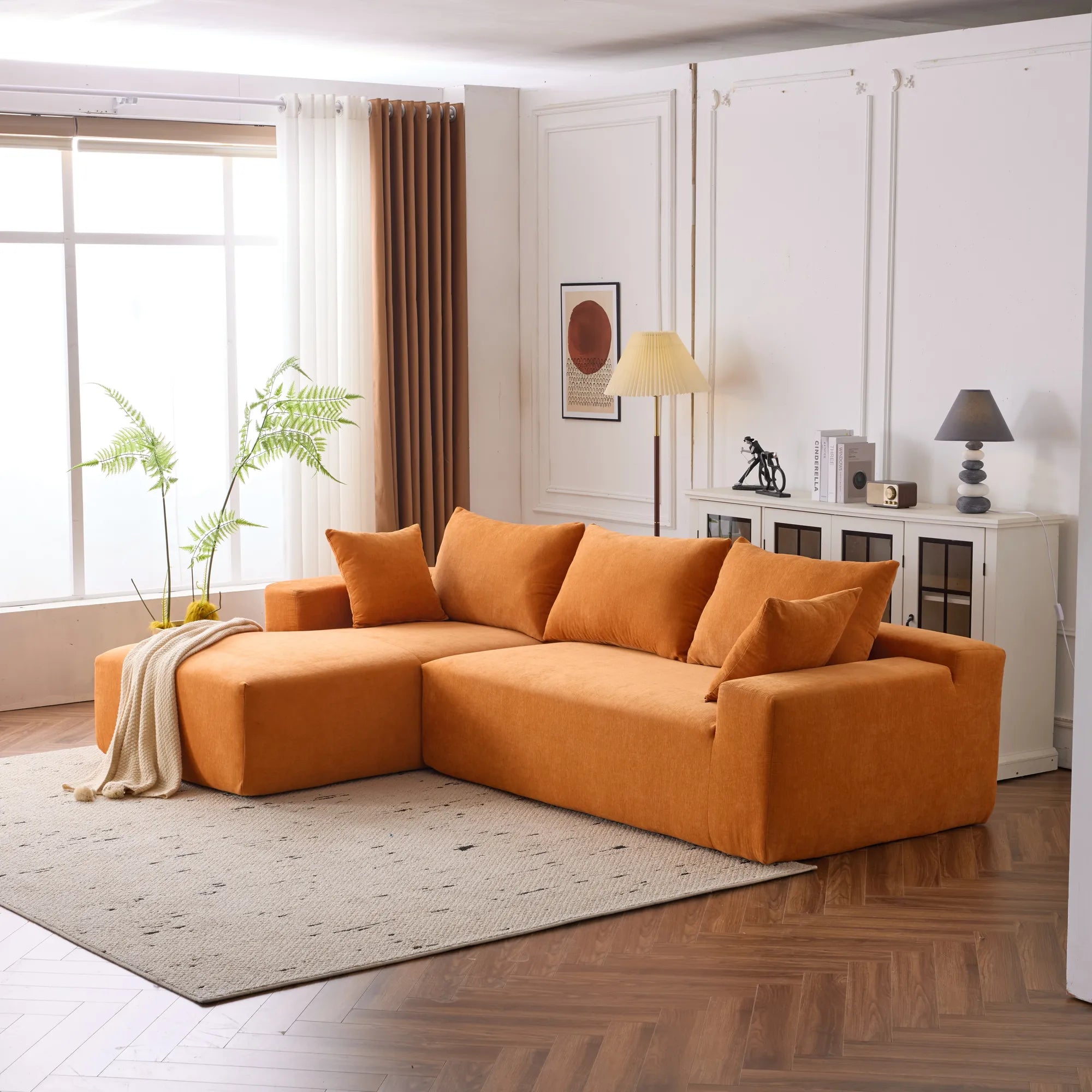 108" 4 Seater Chenille Cloud Modular Sofa with Deep Seat