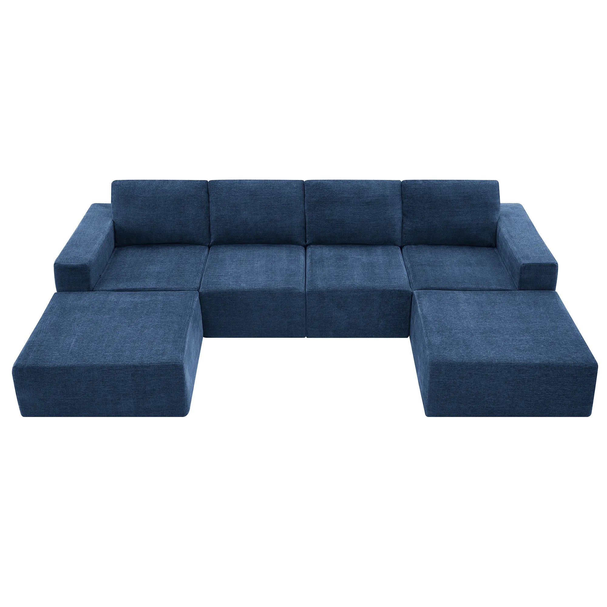 110" Chenille Upholstered Modern Modular Sectional Compressed Sofa