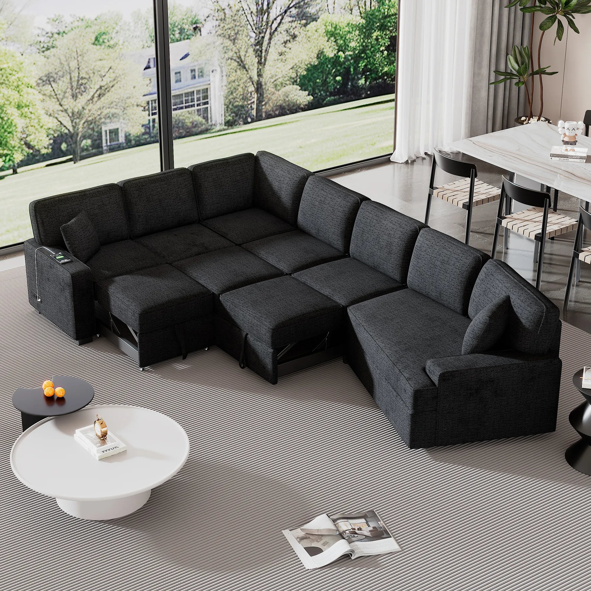 126" L Shape Sectional Sofa Bed