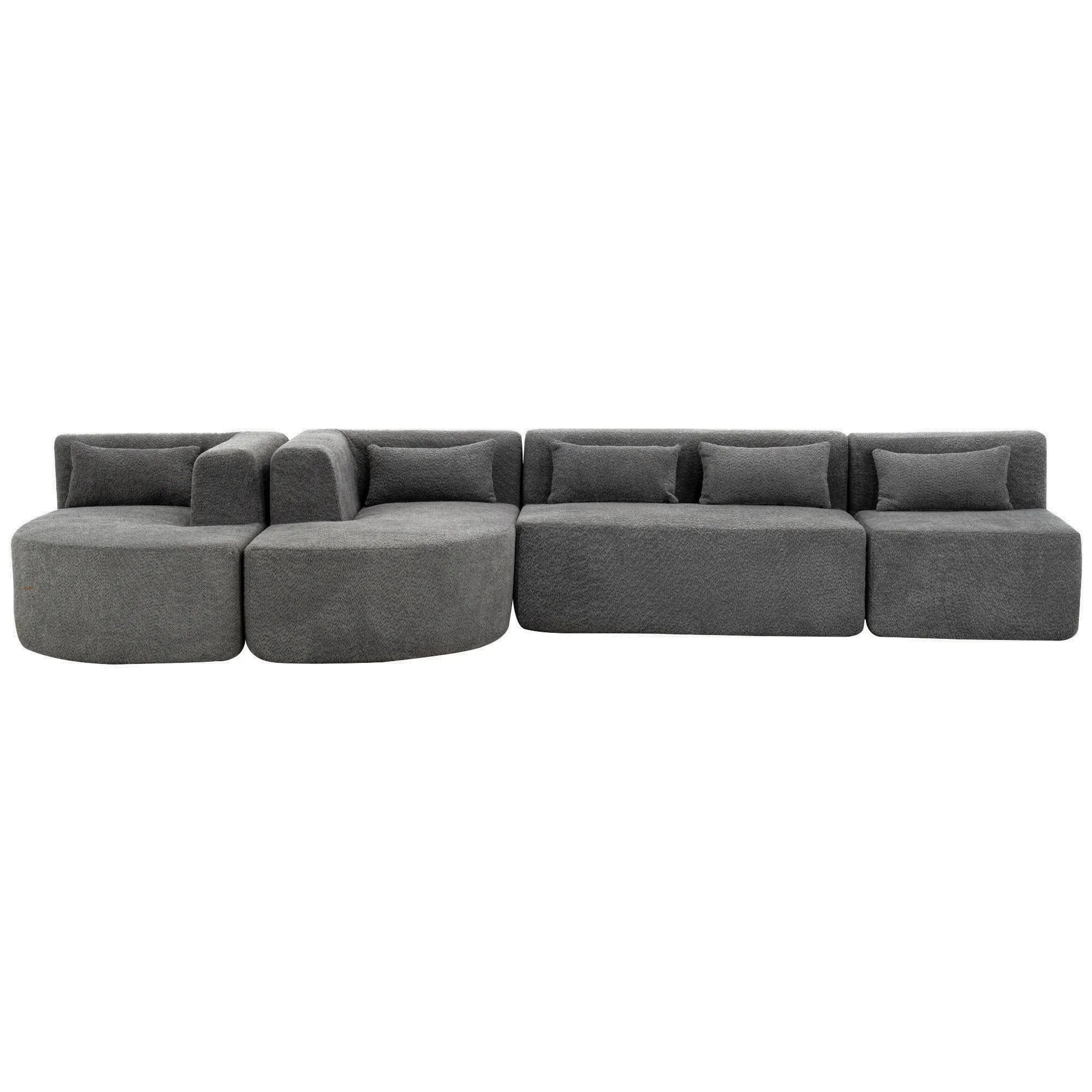 144" Upholstered Modern Modular Sofa with Two Chaise Lounge