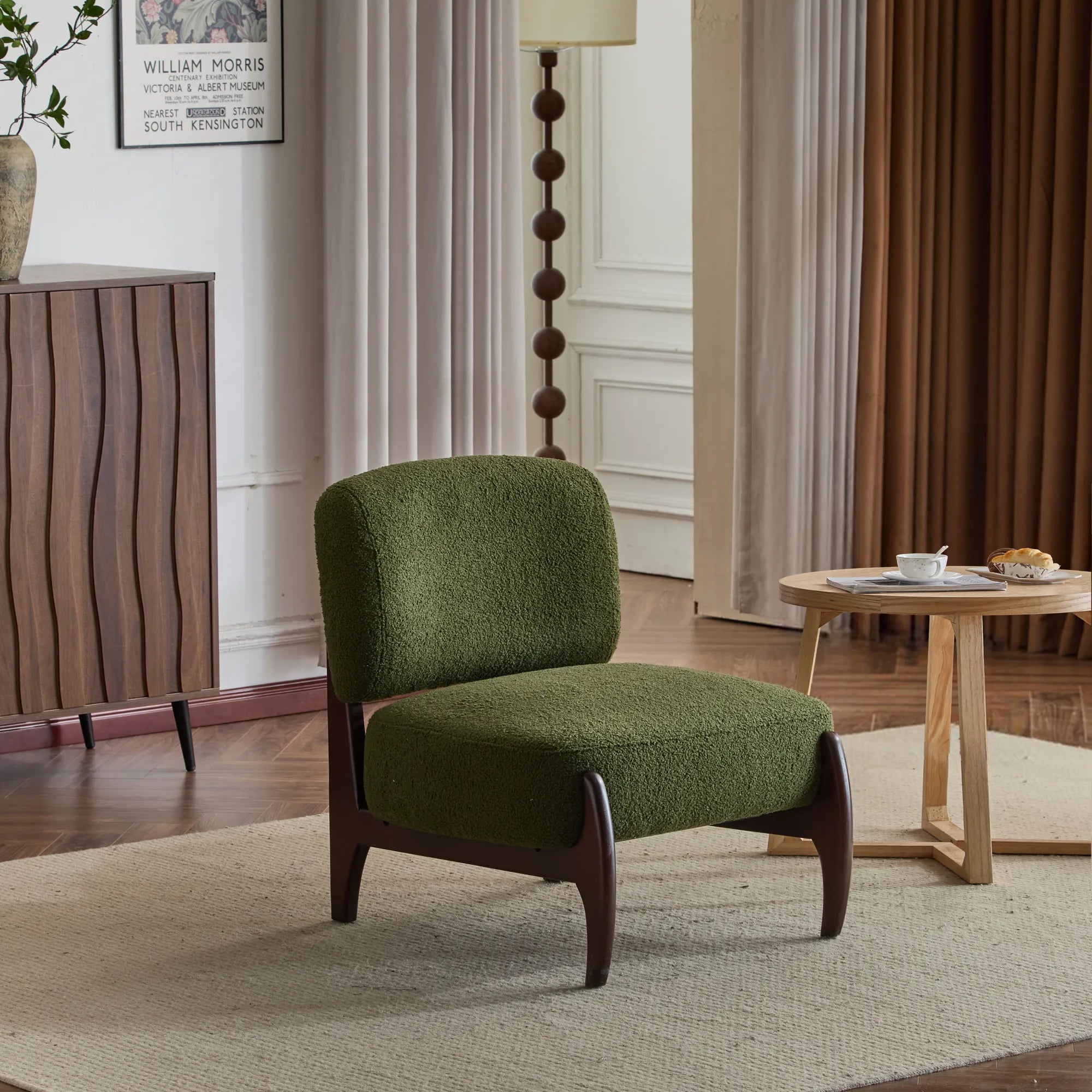 Modern Soft Boucle Lounge Accent Chair with Solid Wood Frame