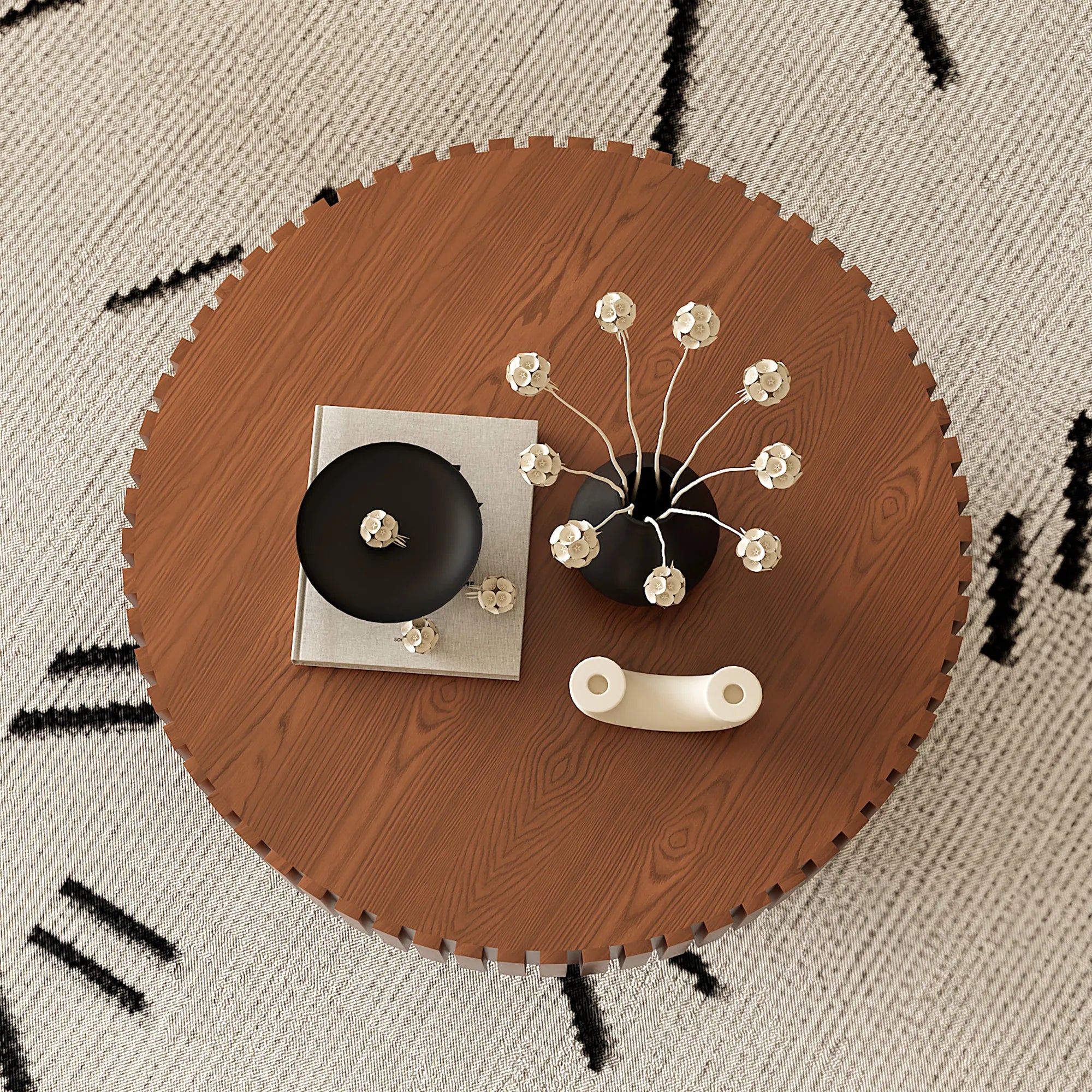 31" Round Coffee Table With Sturdy Pedestal