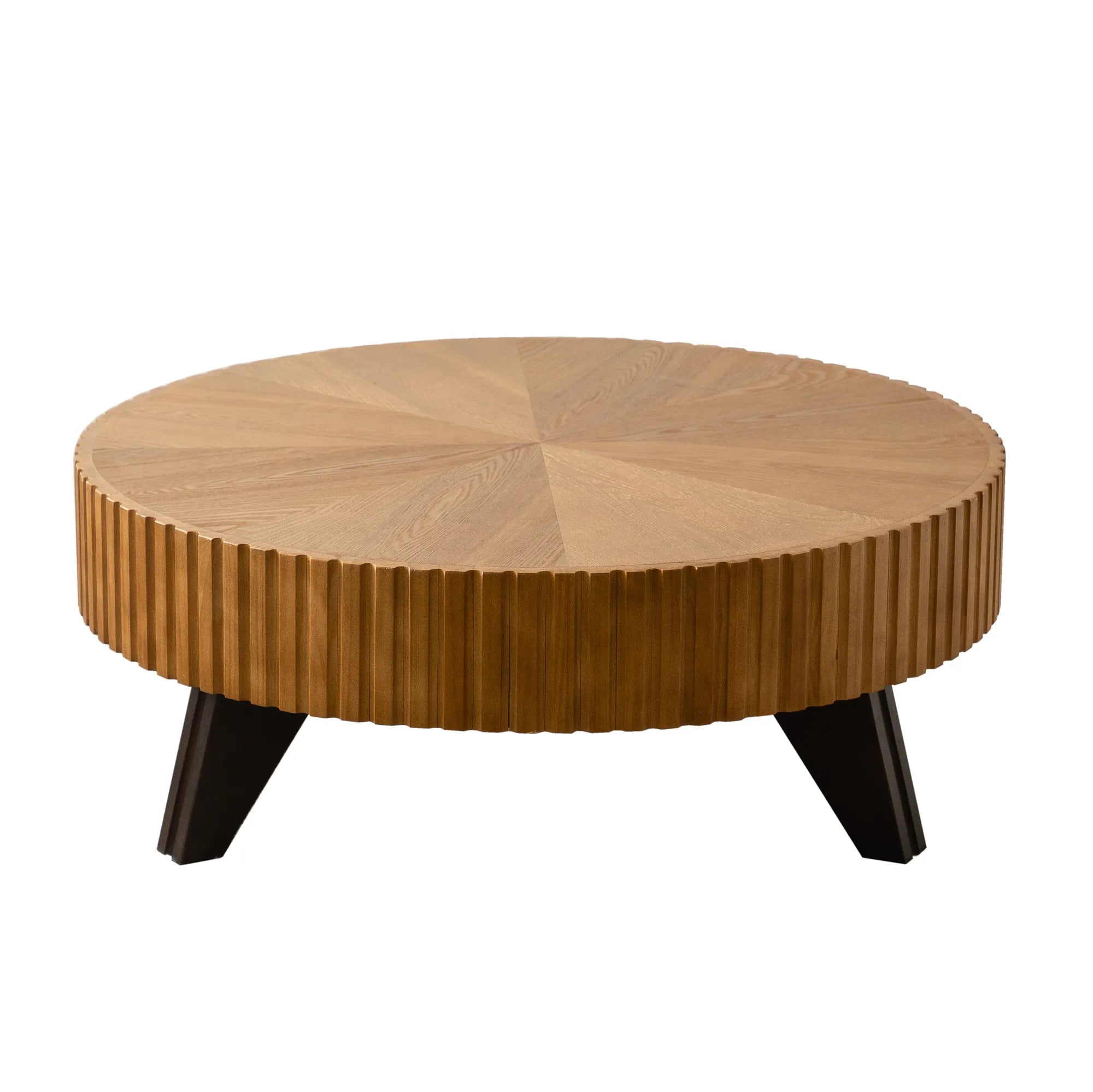 35" Round Retro Wood Coffee Table
