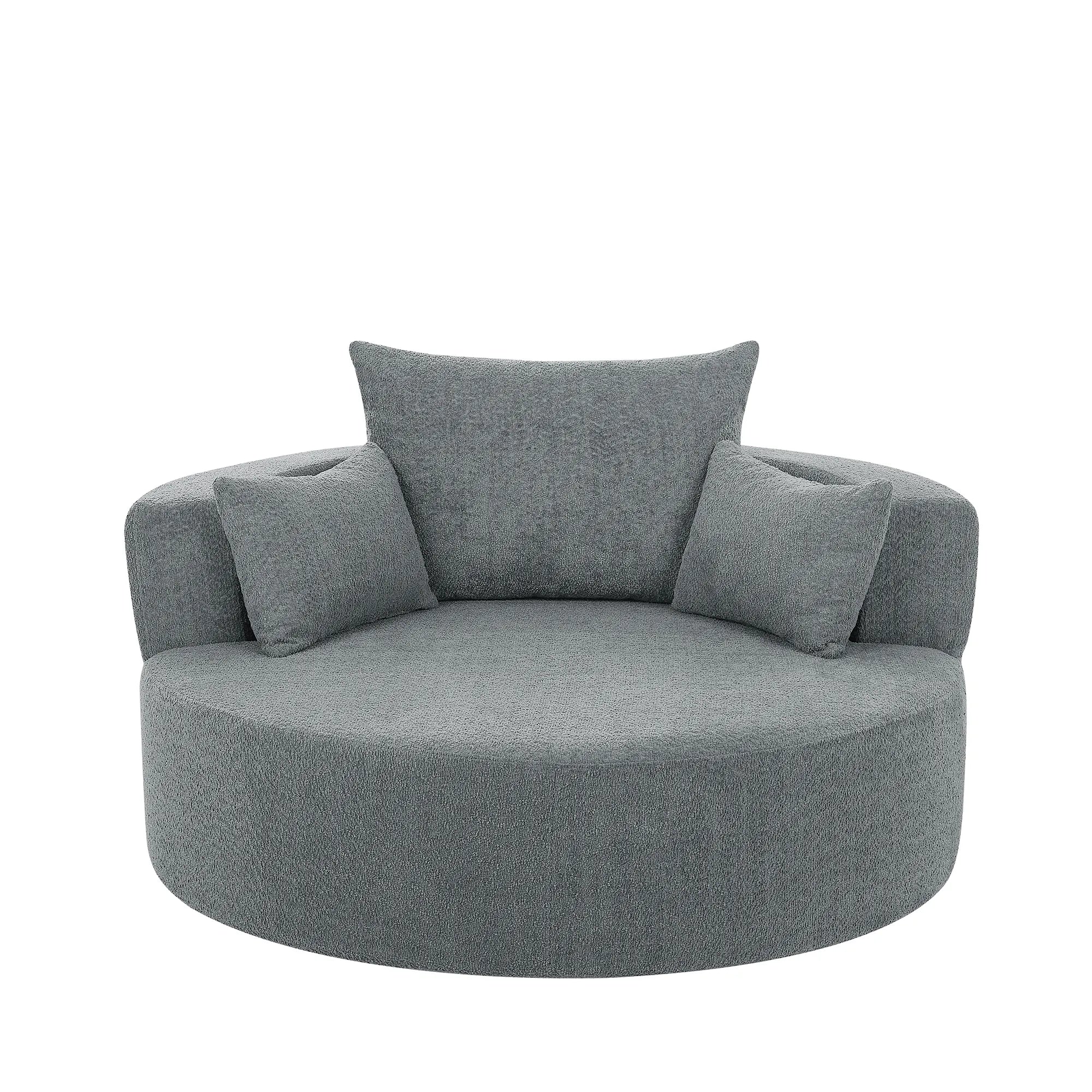 360° Swivel Barrel Accent Chair With Throw Pillows