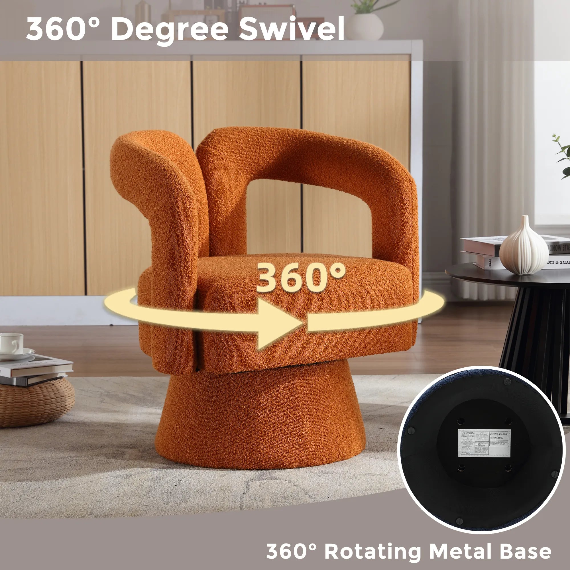360° Swivel Cuddle Barrel Accent Chair With Fluffy Fabric