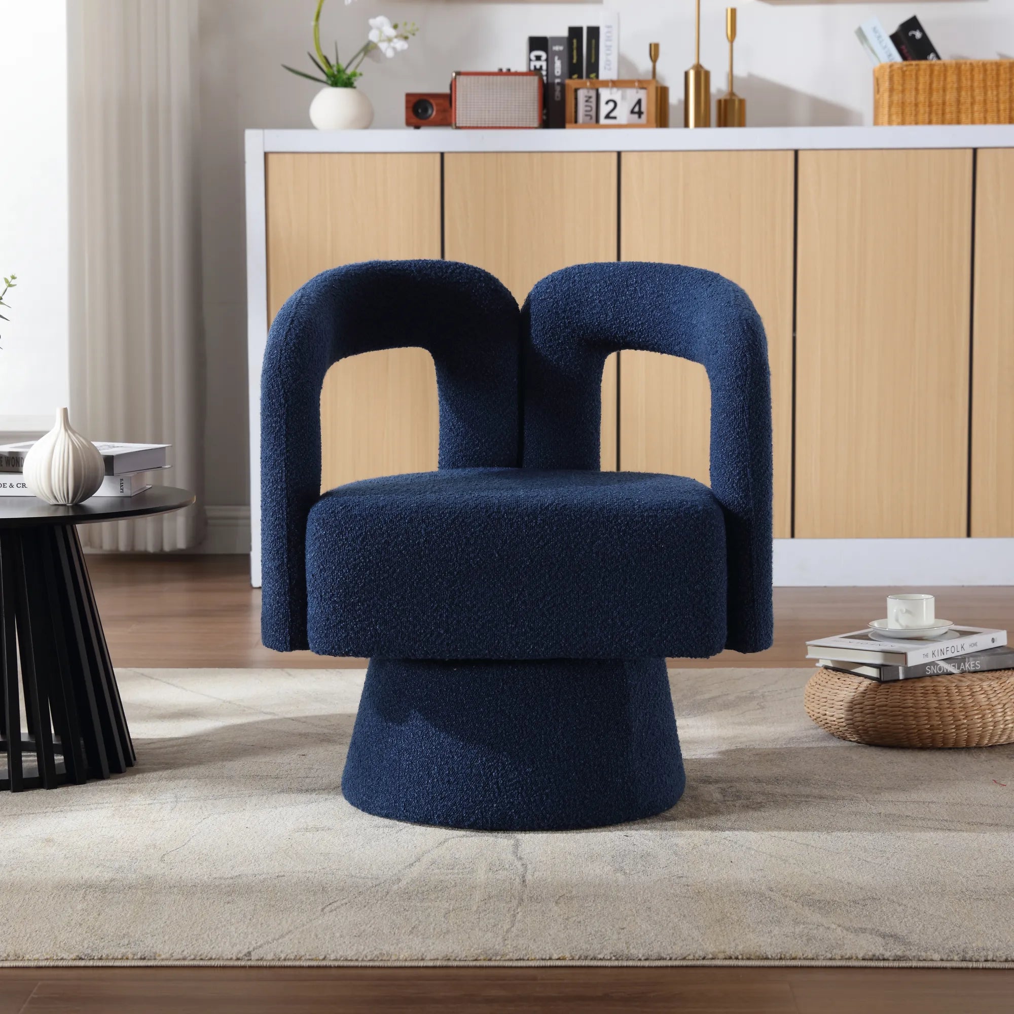 360° Swivel Cuddle Barrel Accent Chair With Fluffy Fabric