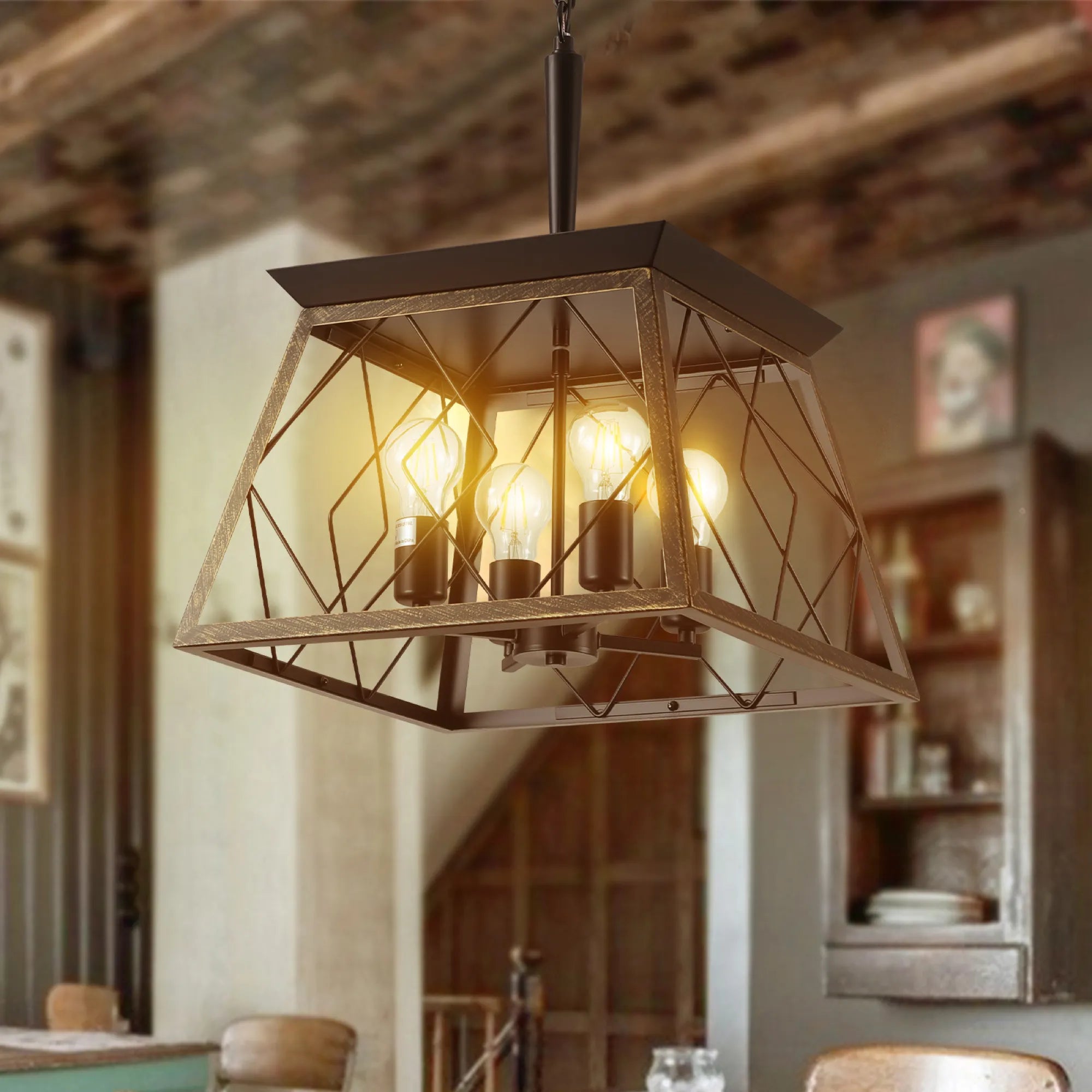 4-Light Vintage Farmhouse Pendant Light