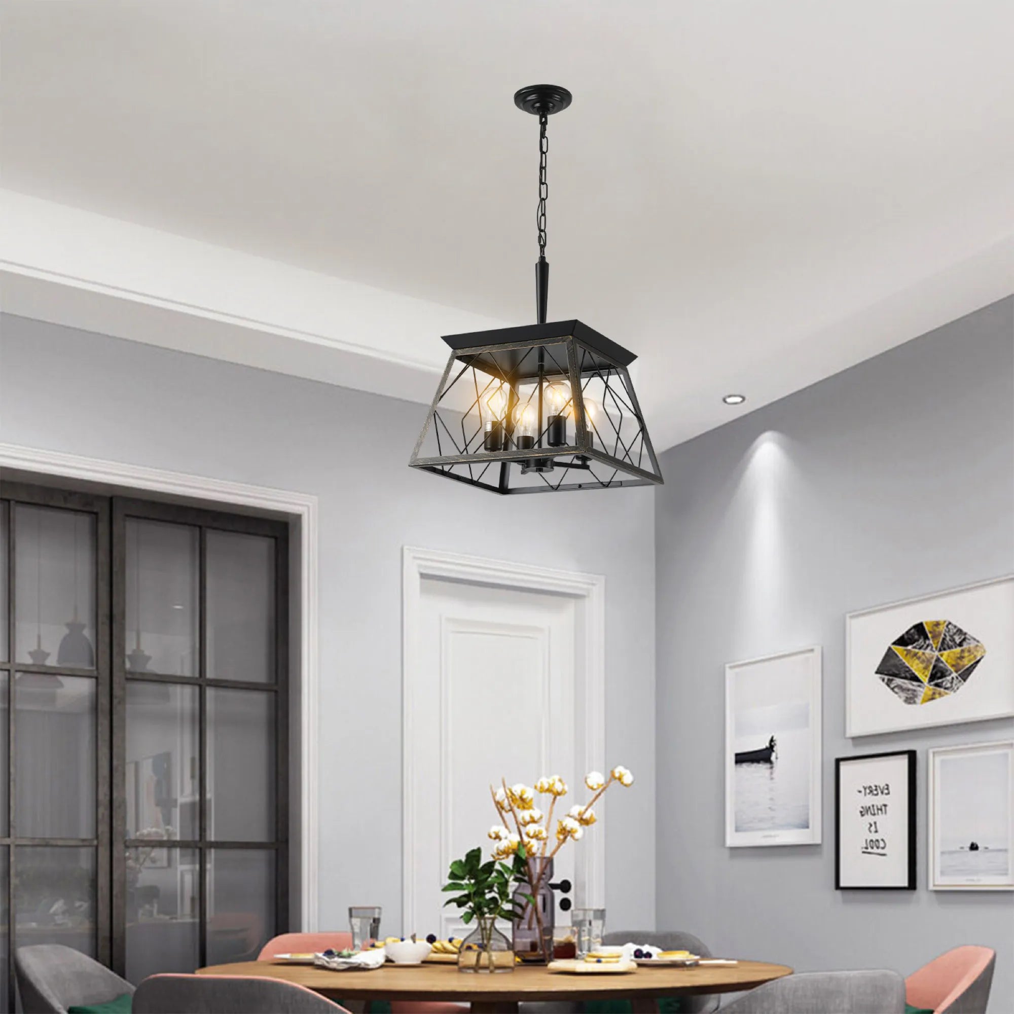 4-Light Vintage Farmhouse Pendant Light