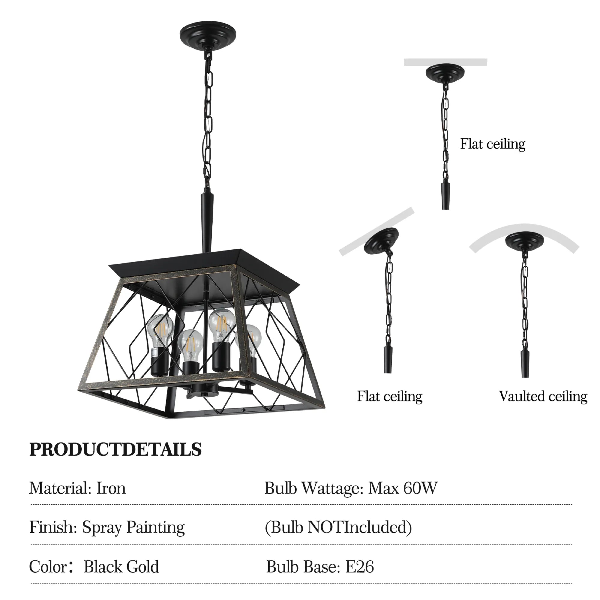 4-Light Vintage Farmhouse Pendant Light
