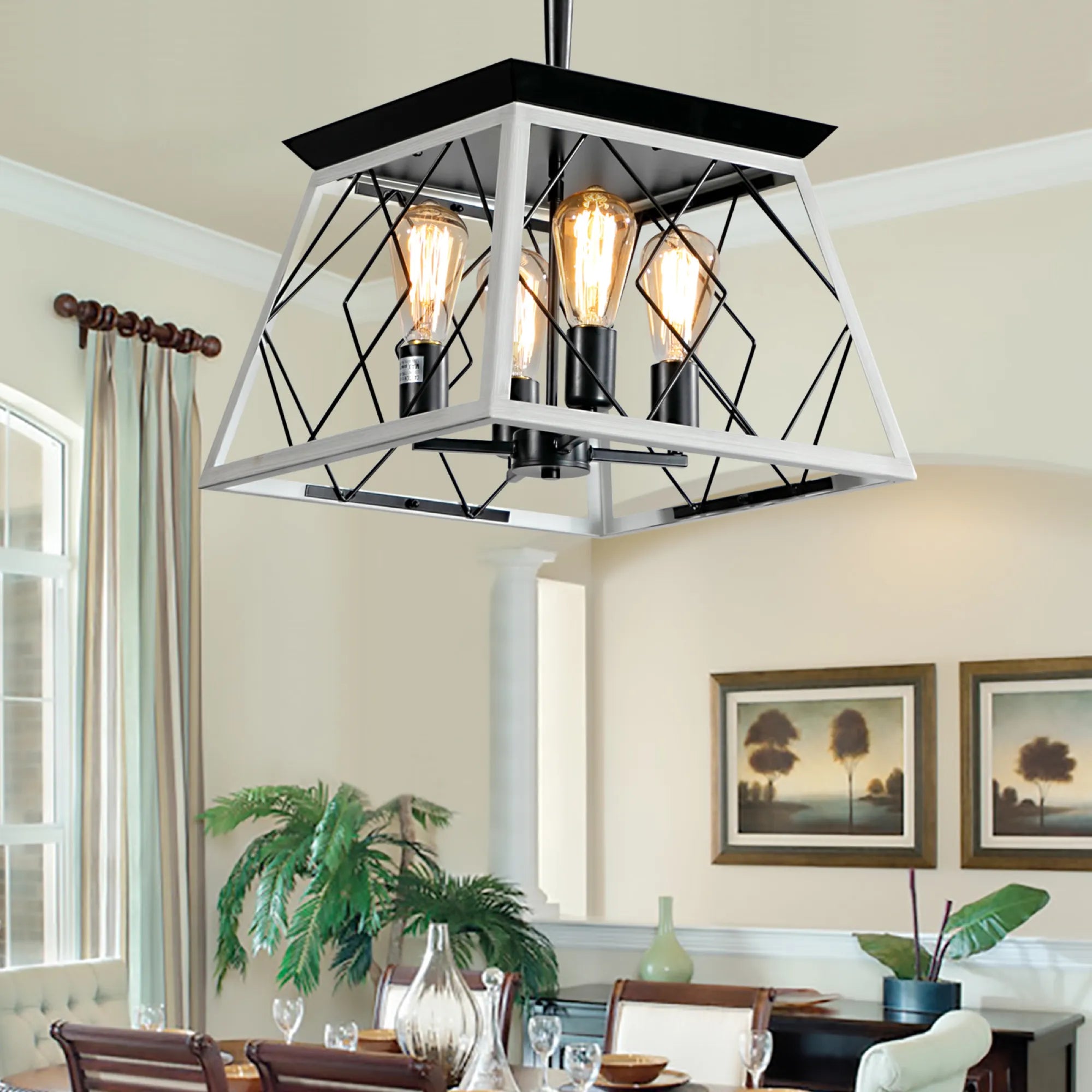 4-Light Vintage Farmhouse Pendant Light