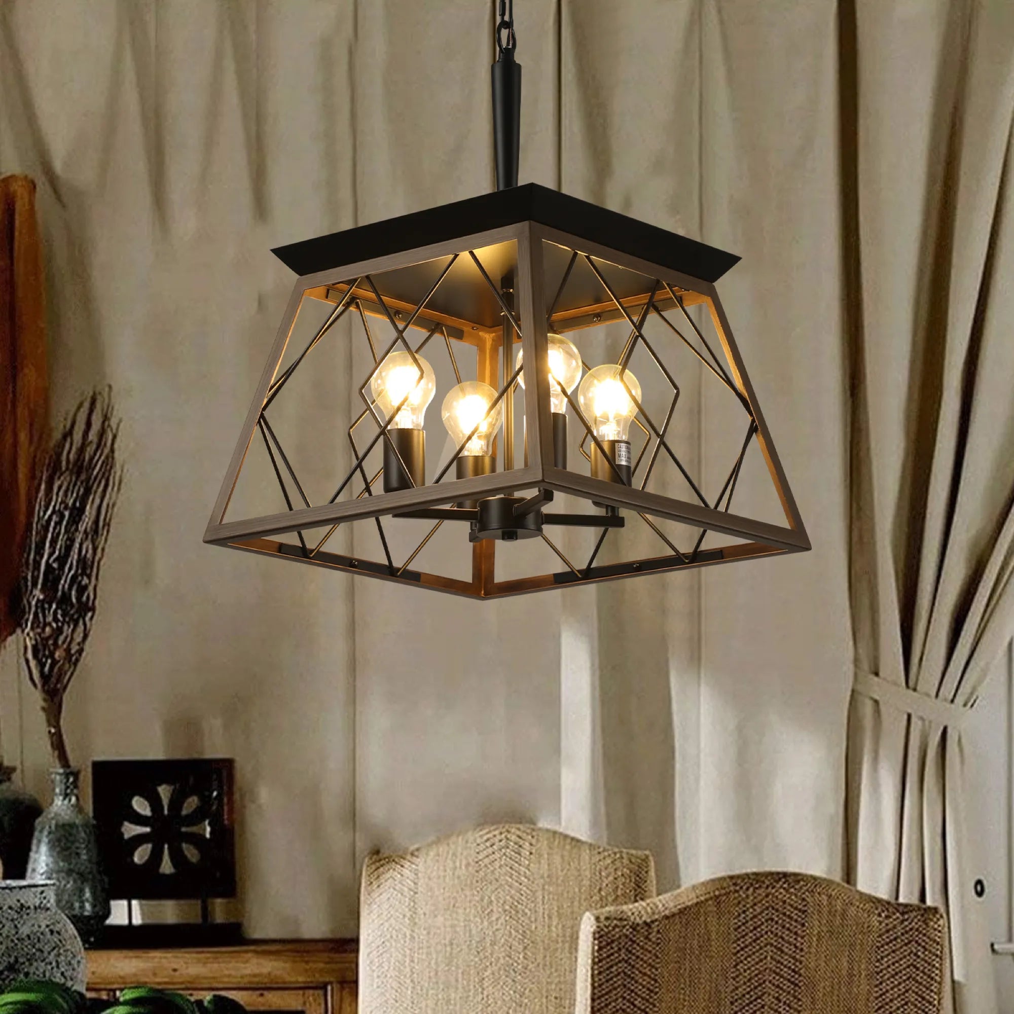 4-Light Vintage Farmhouse Pendant Light