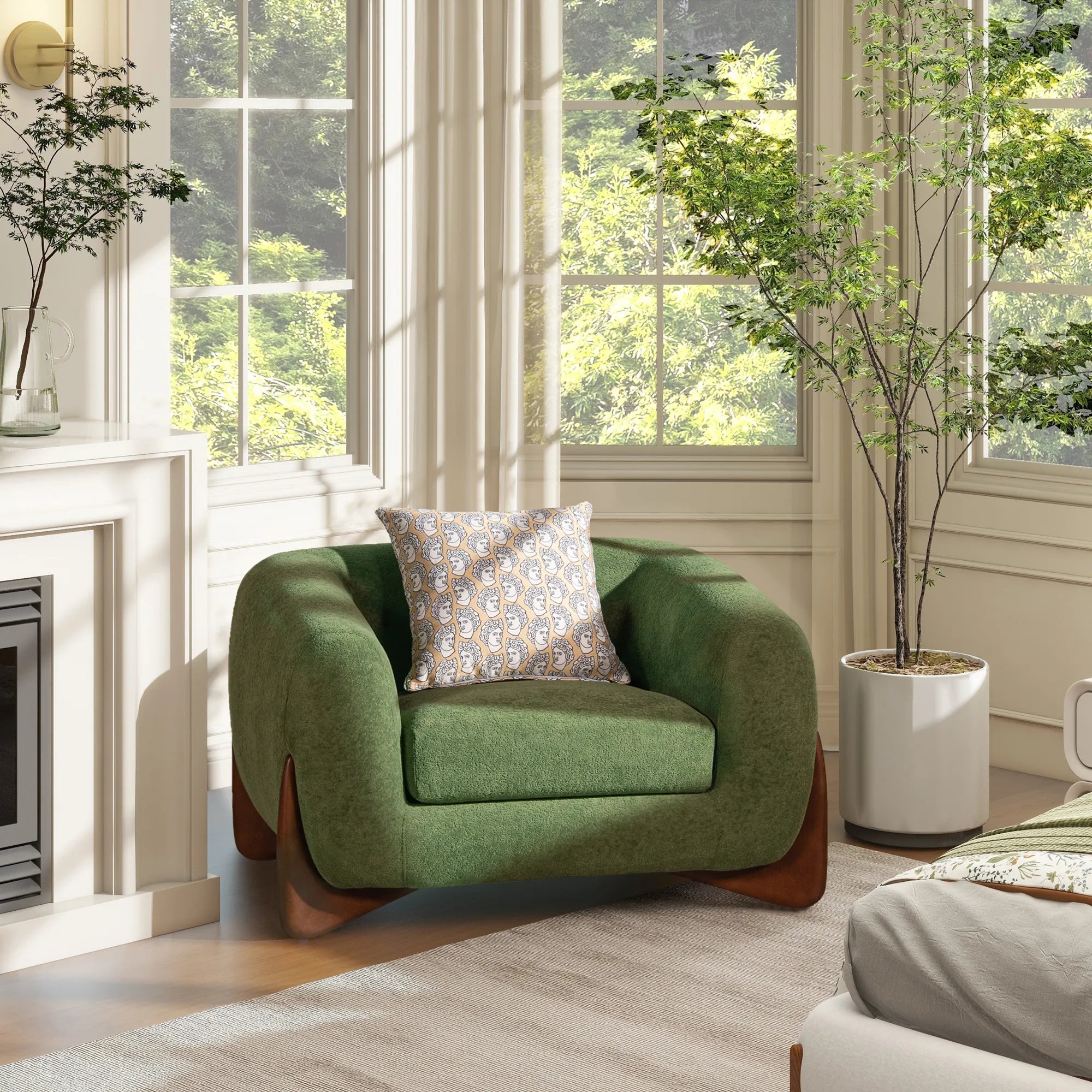 Oversized Comfy Faux Sherpa Teddy Accent Chair