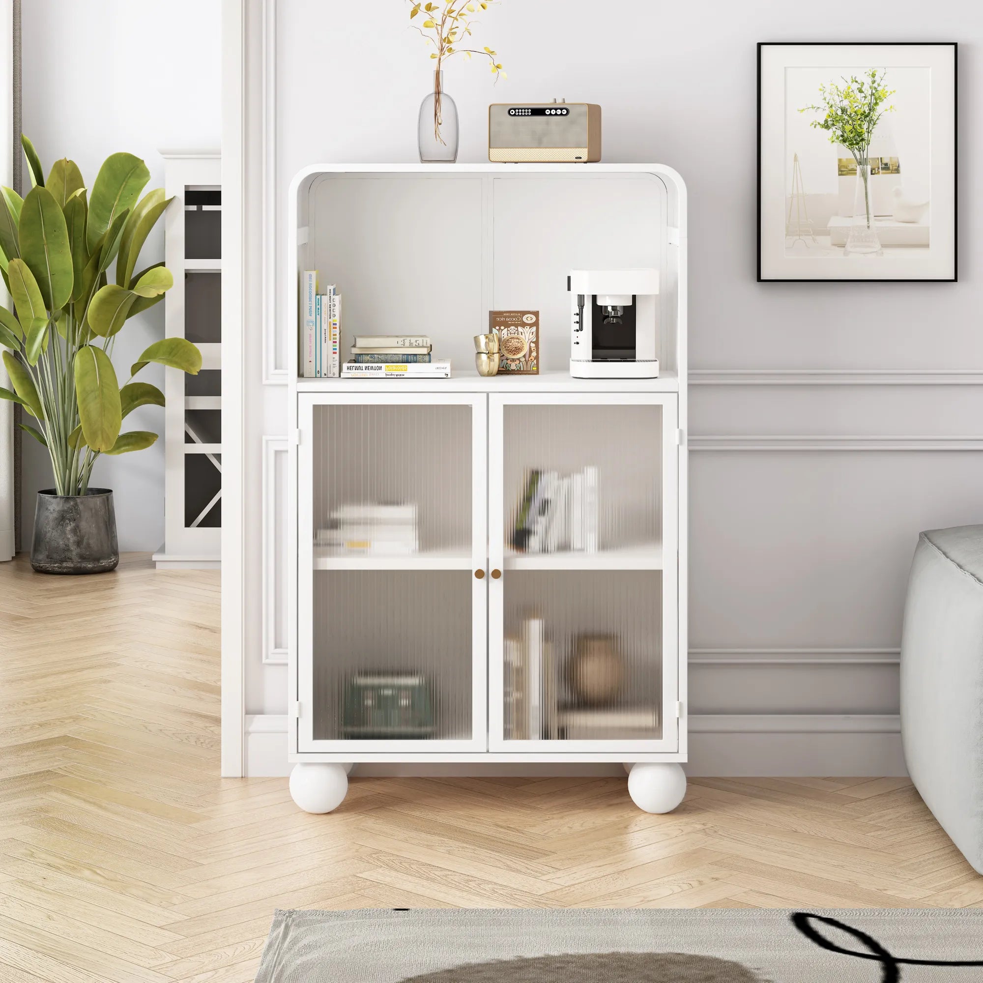 45" Storage Cabinet with Glass Door and Shelves