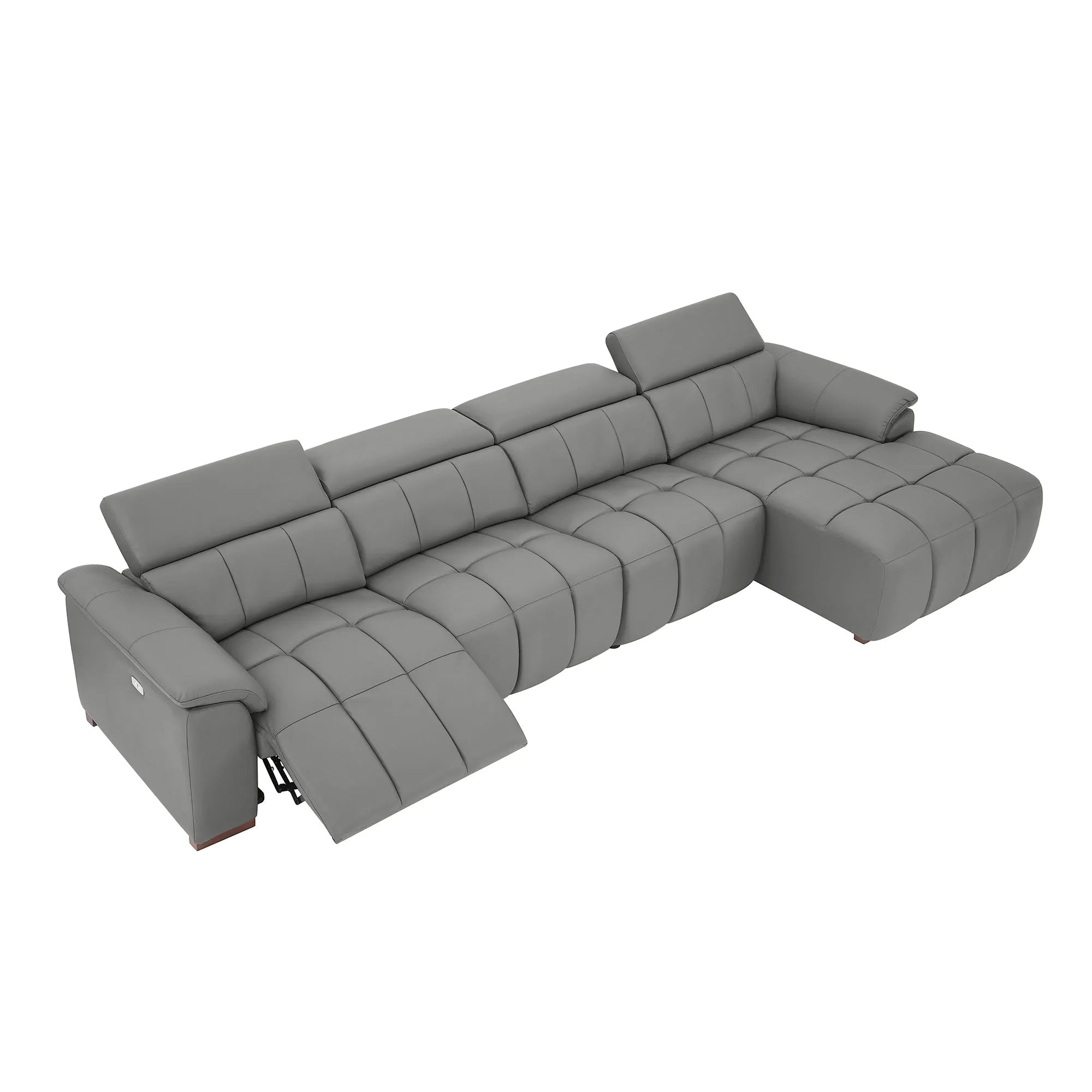 4 Seater L Shape Leather Modern Power Reclining Sofa