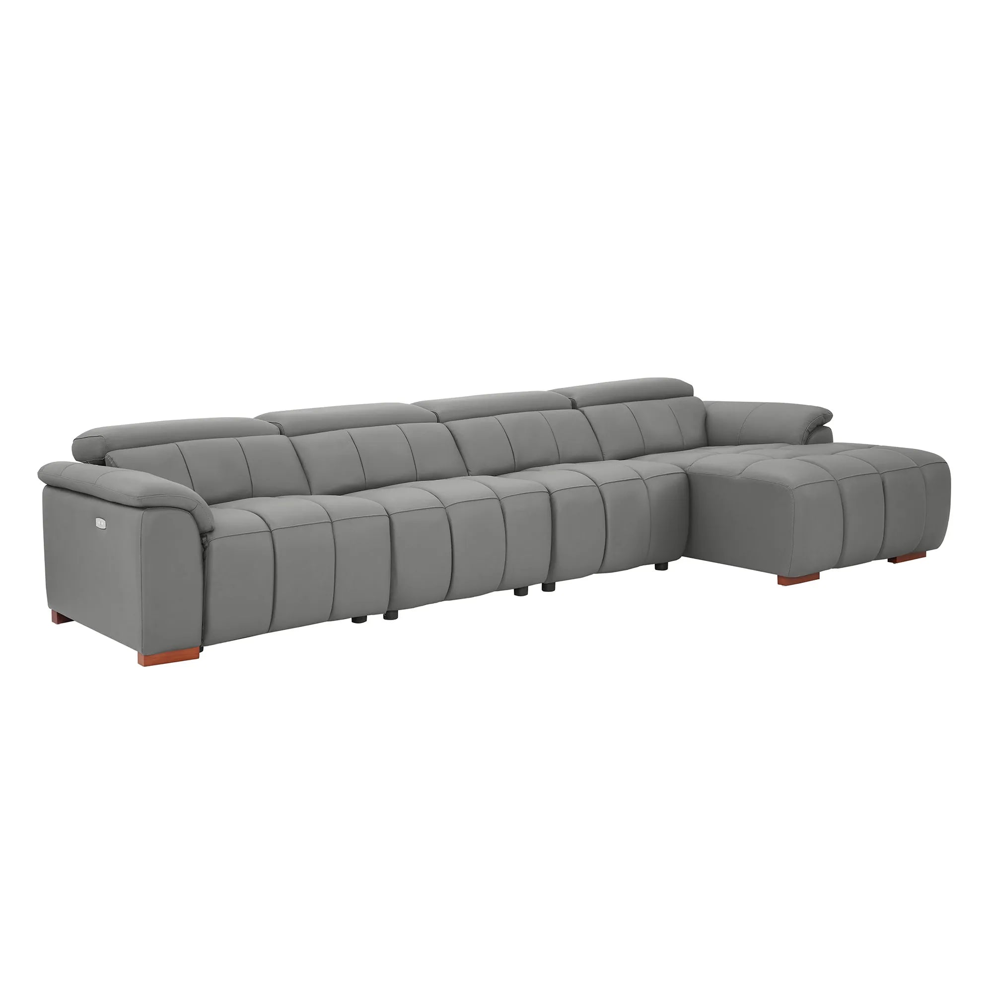 4 Seater L Shape Leather Modern Power Reclining Sofa