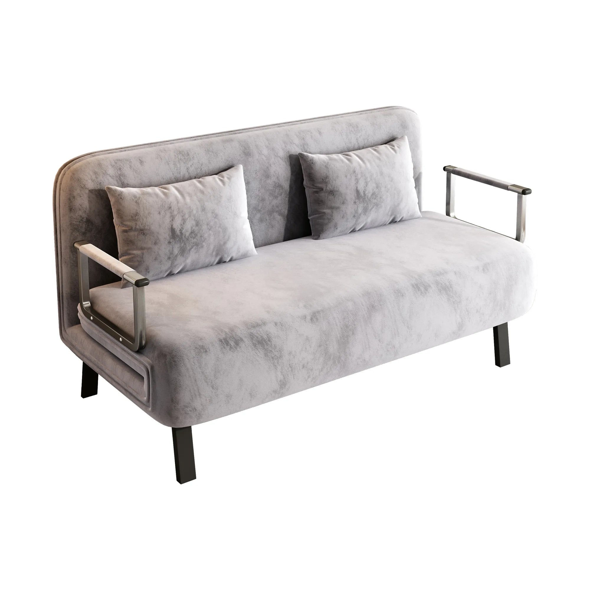 55″ Velvet Tri-Fold Convertible Sleeper Sofa Bed with Adjustable Backrest
