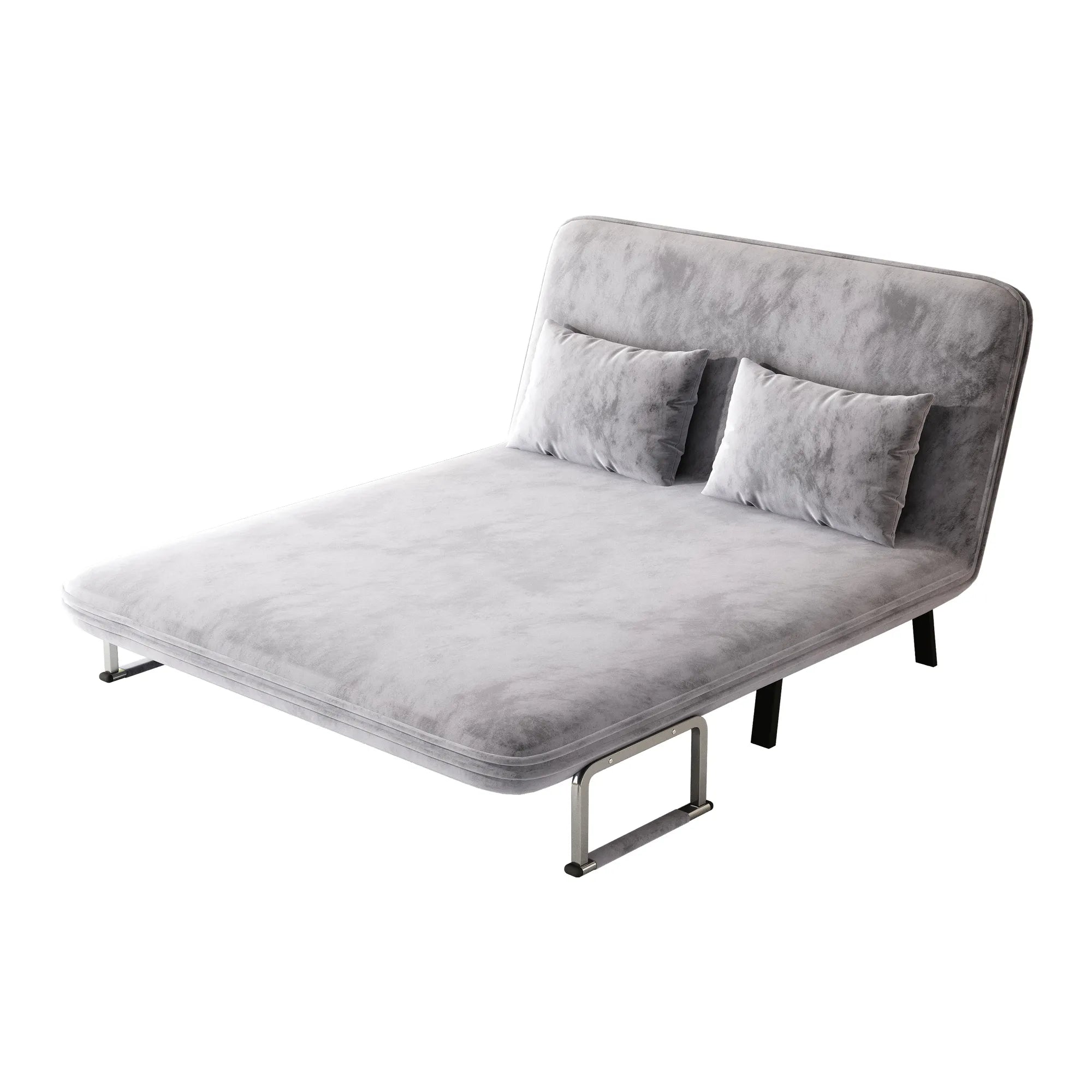 55″ Velvet Tri-Fold Convertible Sleeper Sofa Bed with Adjustable Backrest