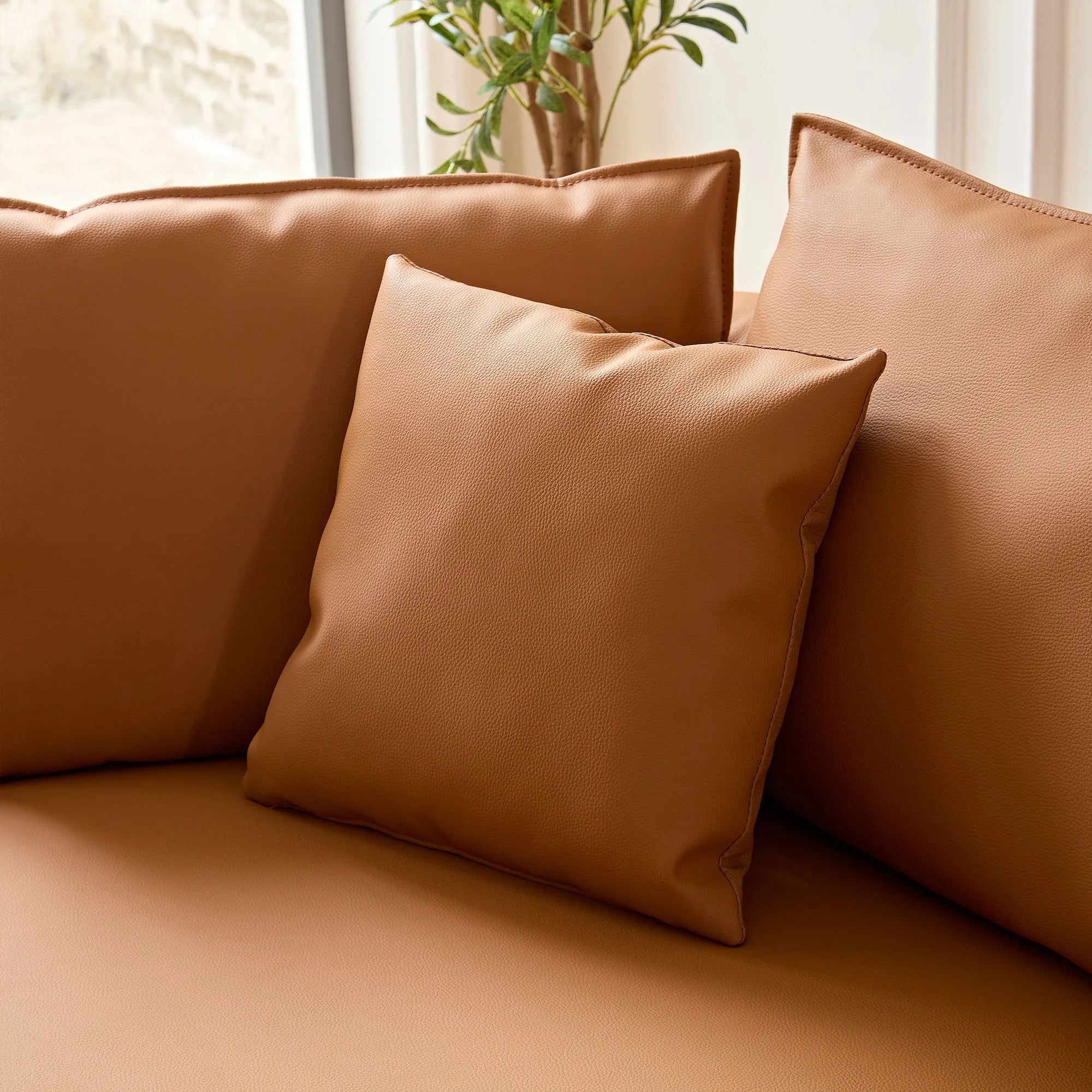 5 Seater Bonded Leather Upholstered Curved Modern Sectional Sofa