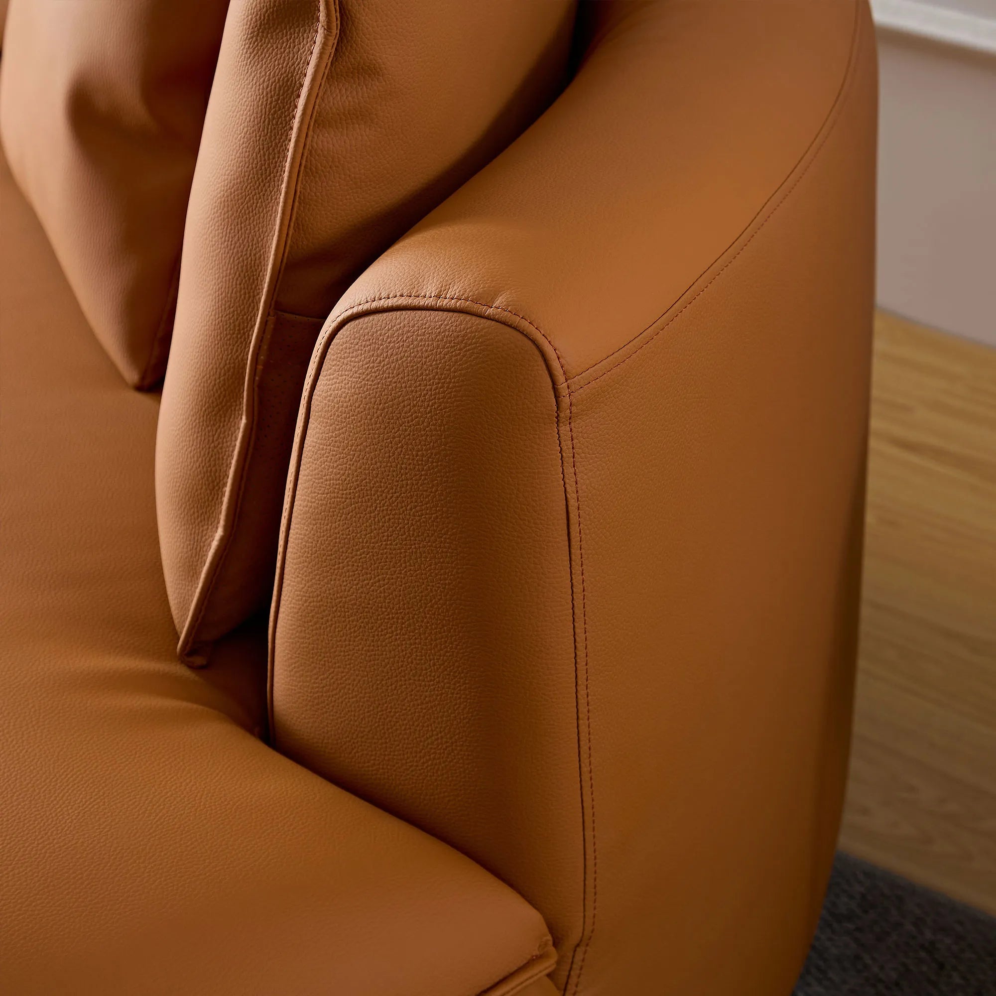 5 Seater Bonded Leather Upholstered Curved Modern Sectional Sofa