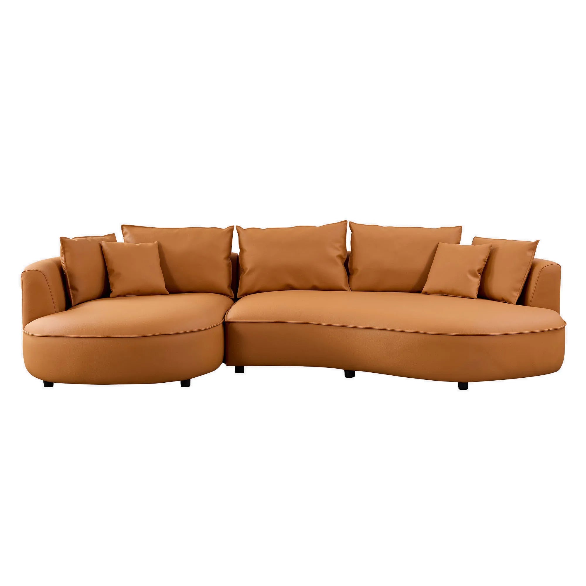 5 Seater Bonded Leather Upholstered Curved Modern Sectional Sofa