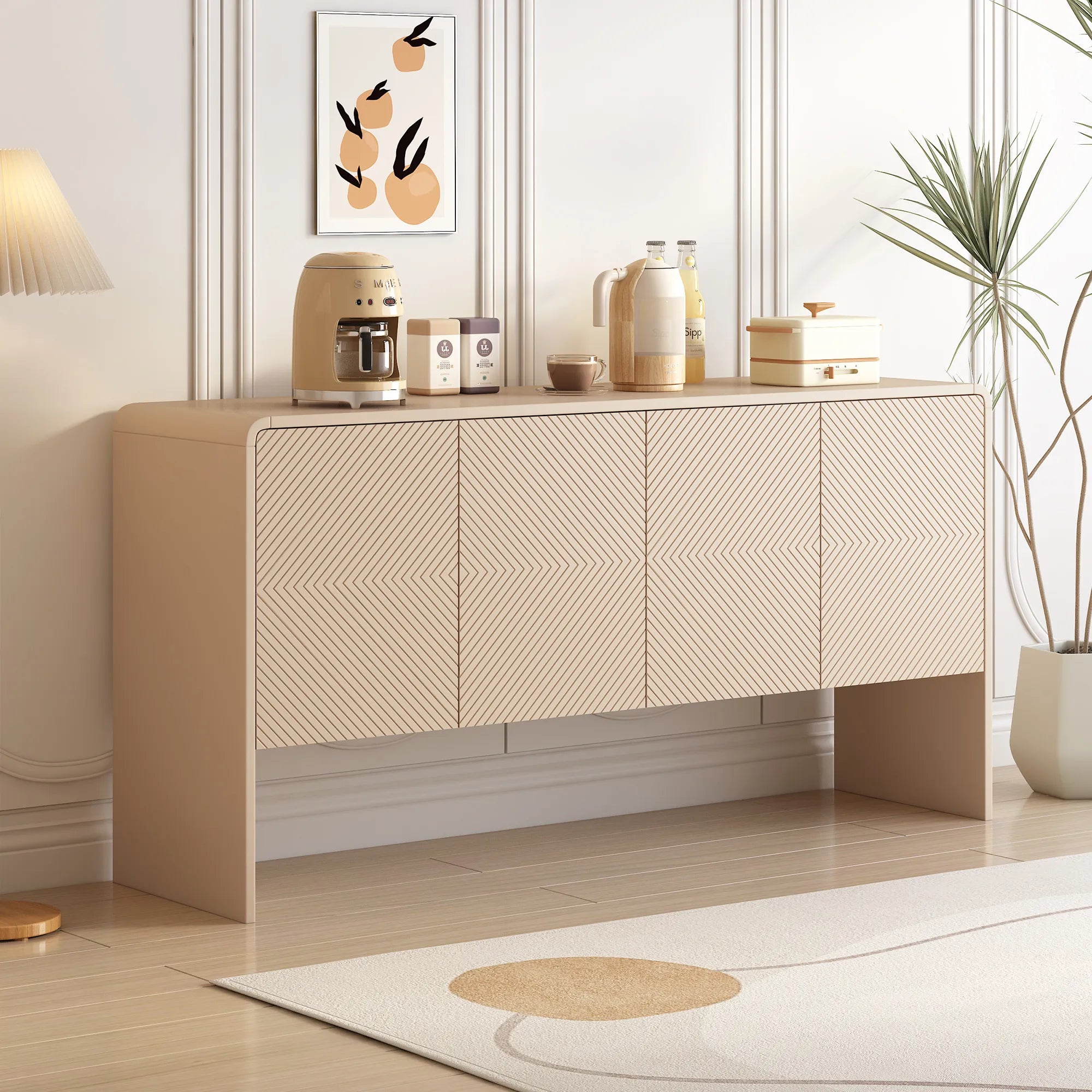 60" Minimalist Style Modern Sideboard with 4 Doors