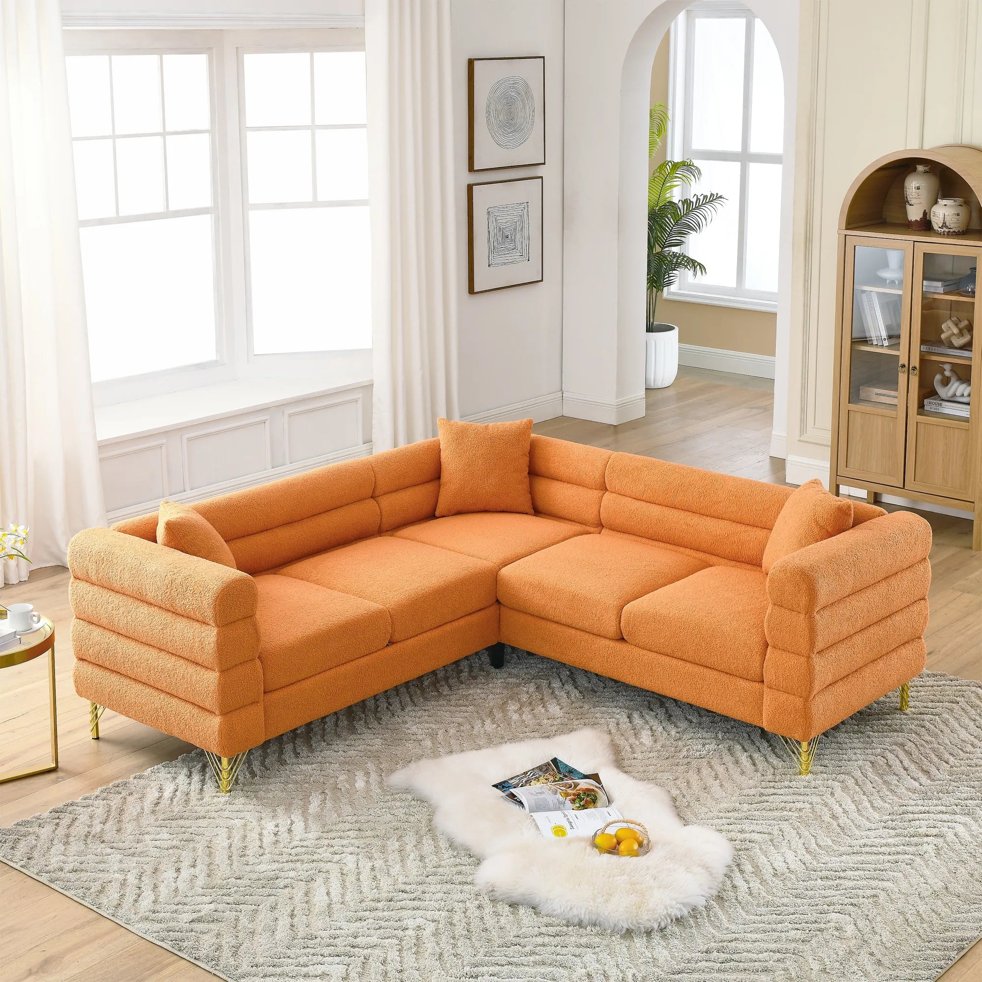 81.5" 5-Seater Teddy L-Shaped Corner Sectional Sofa