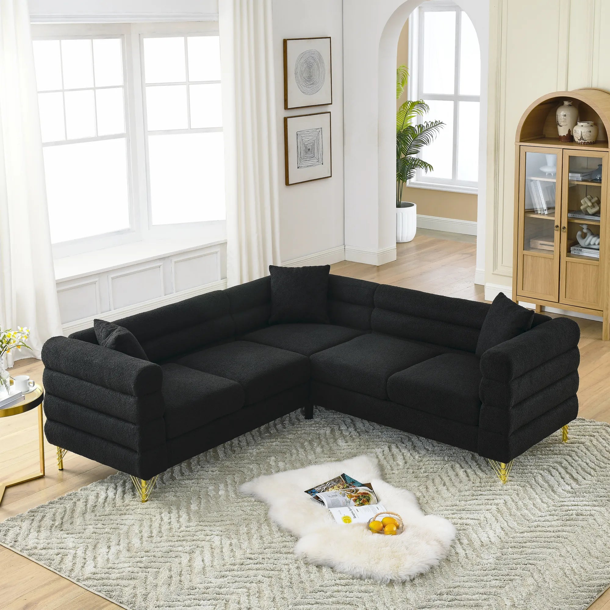 81.5" 5-Seater Teddy L-Shaped Corner Sectional Sofa