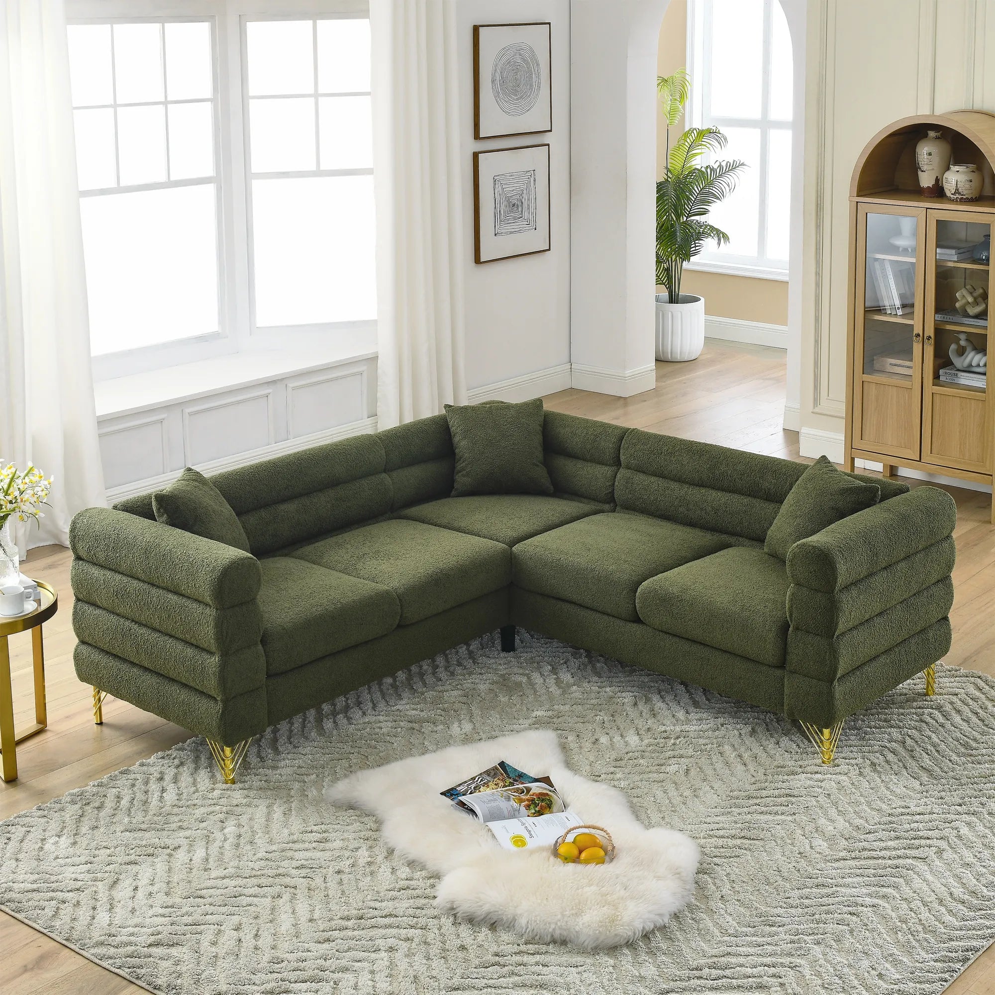 81.5" 5-Seater Teddy L-Shaped Corner Sectional Sofa