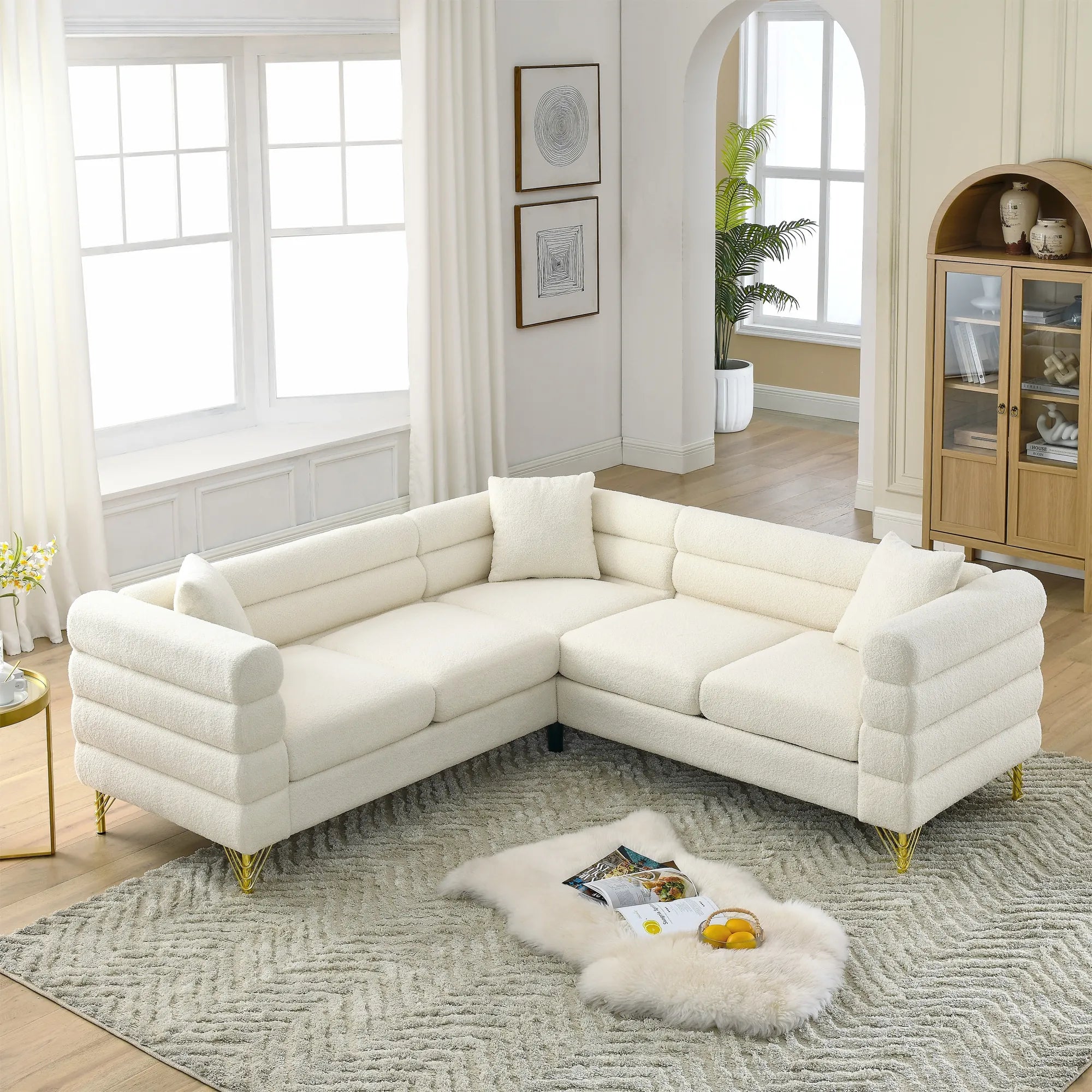 81.5" 5-Seater Teddy L-Shaped Corner Sectional Sofa