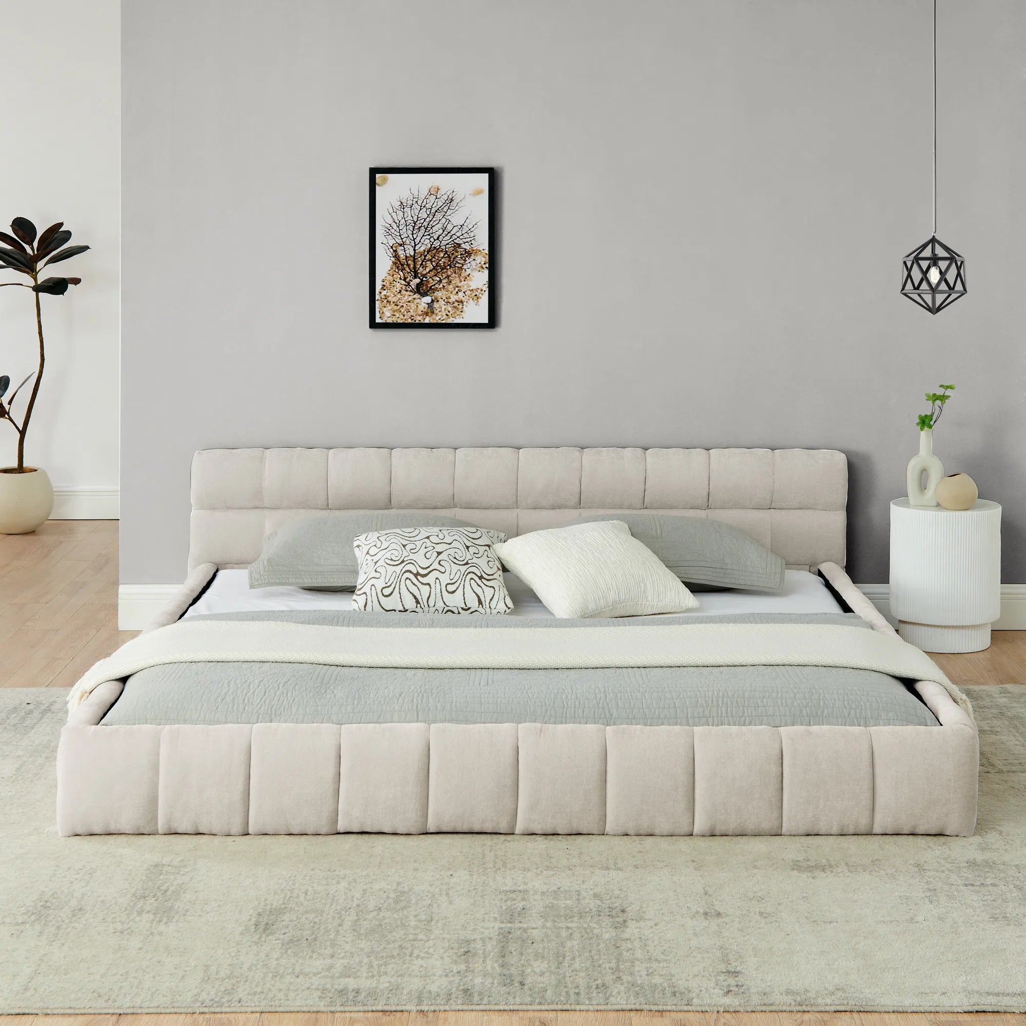 Aldora - Upholstered Grounded Bed Frame With Headboard