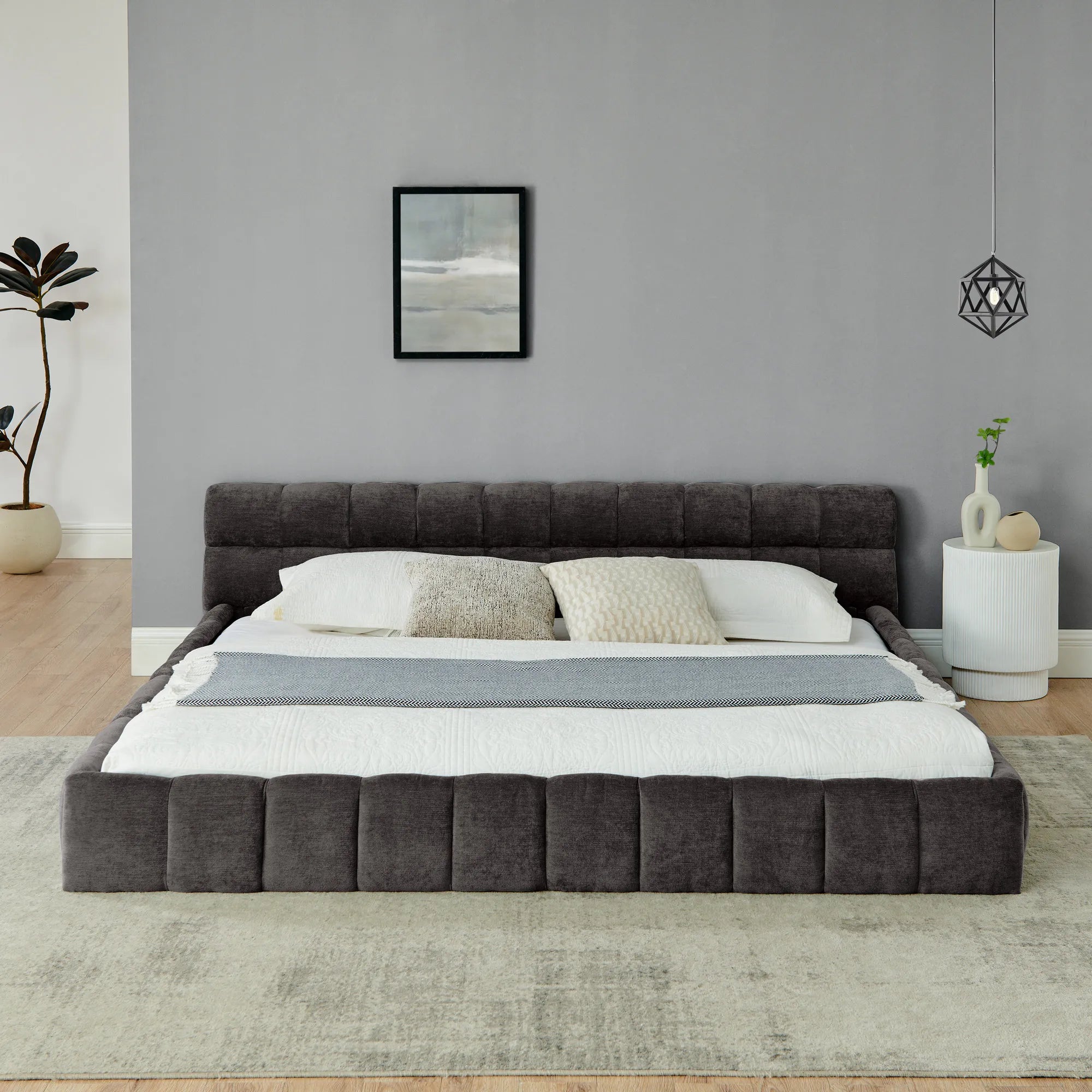 Aldora - Upholstered Grounded Bed Frame With Headboard
