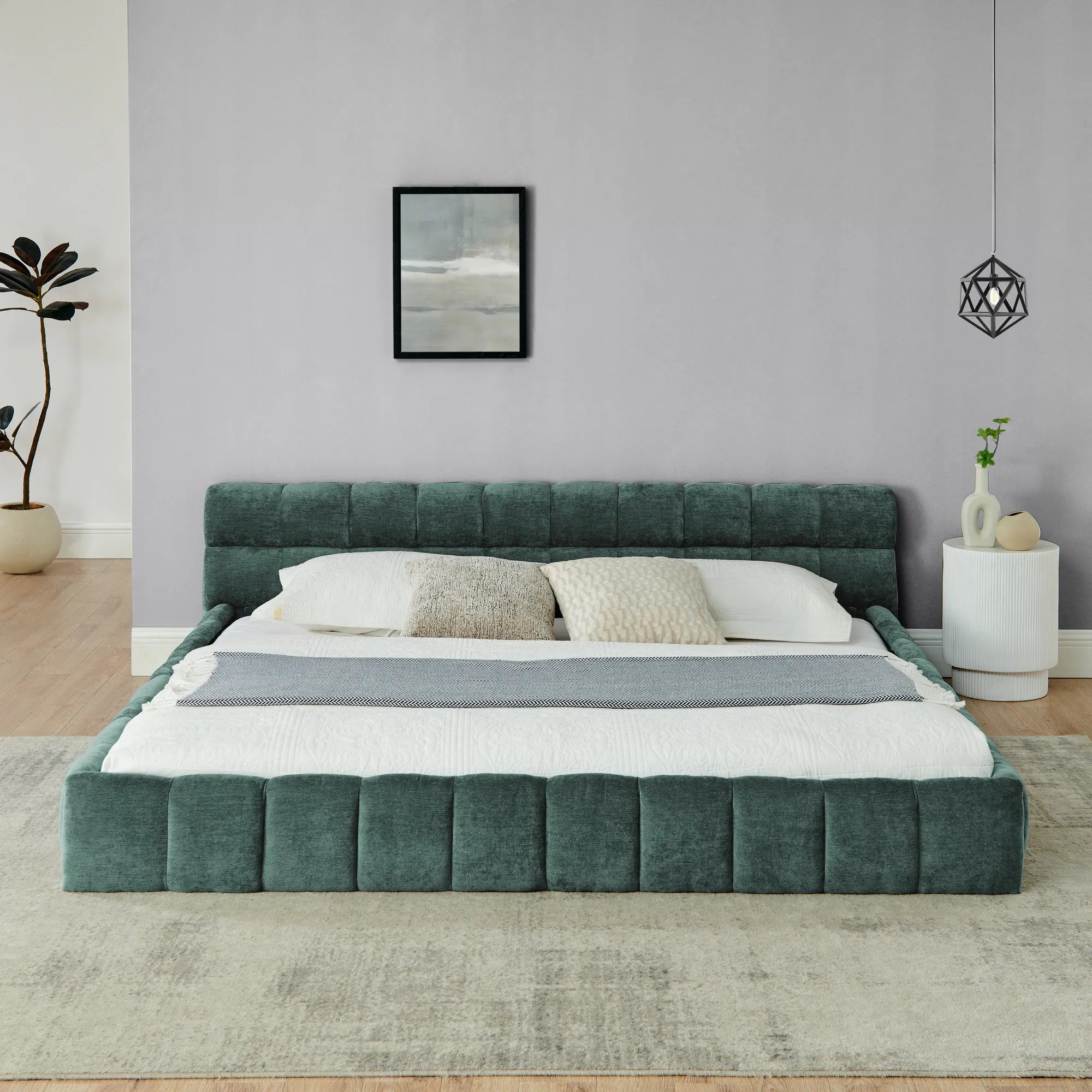 Aldora - Upholstered Grounded Bed Frame With Headboard