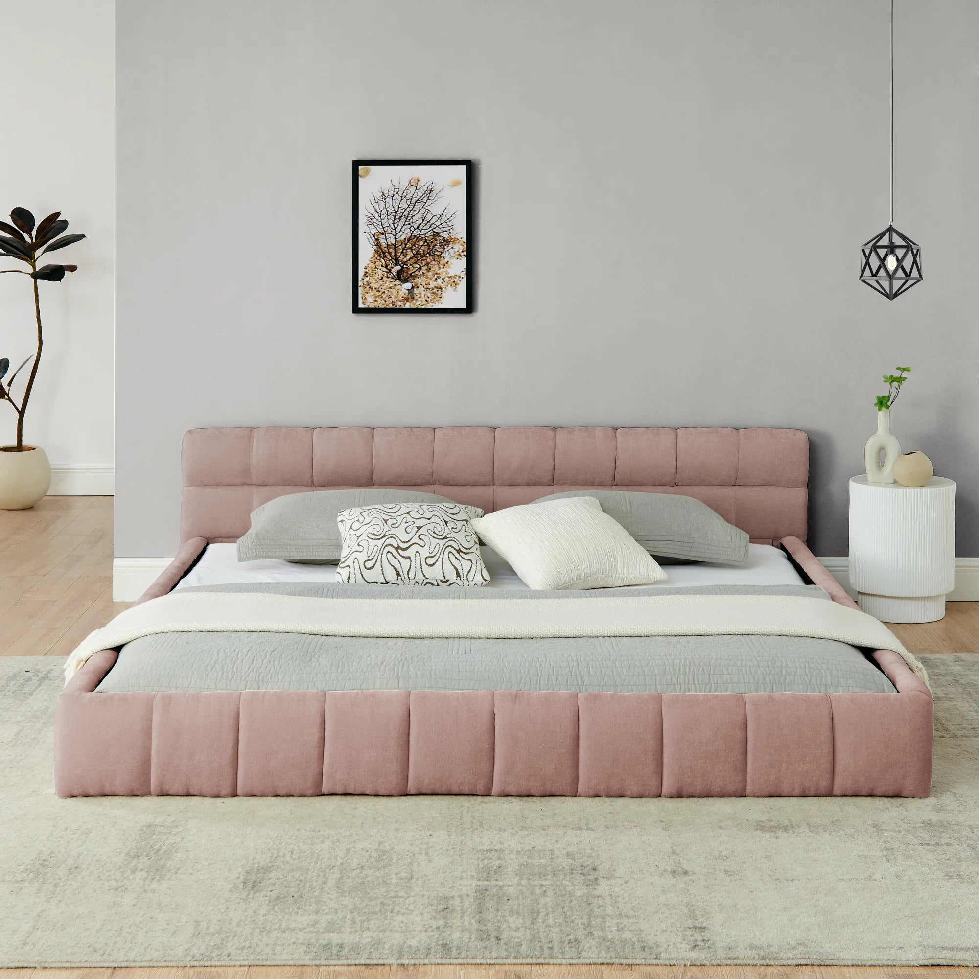 Aldora - Upholstered Grounded Bed Frame With Headboard