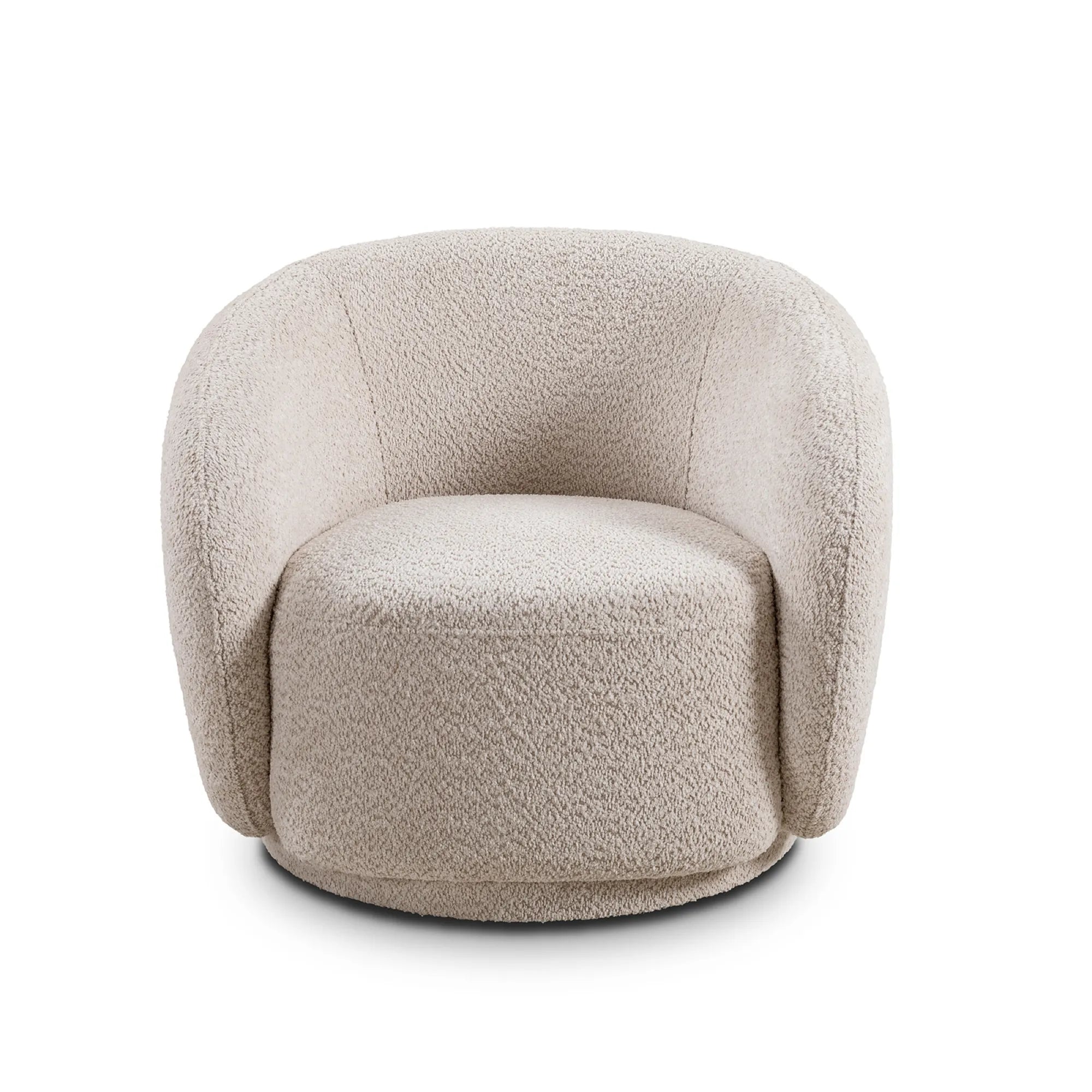 Boucle Fabric Swivel Barrel Accent Chair