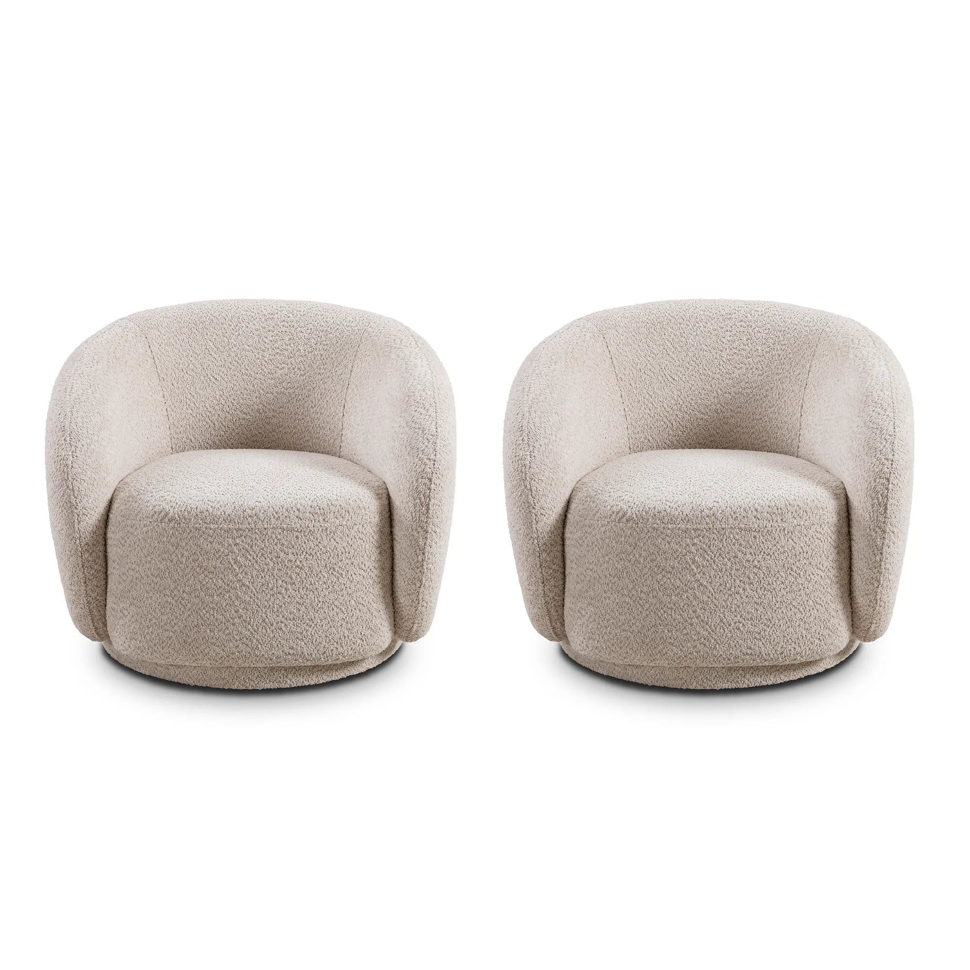 Boucle Fabric Swivel Barrel Accent Chair