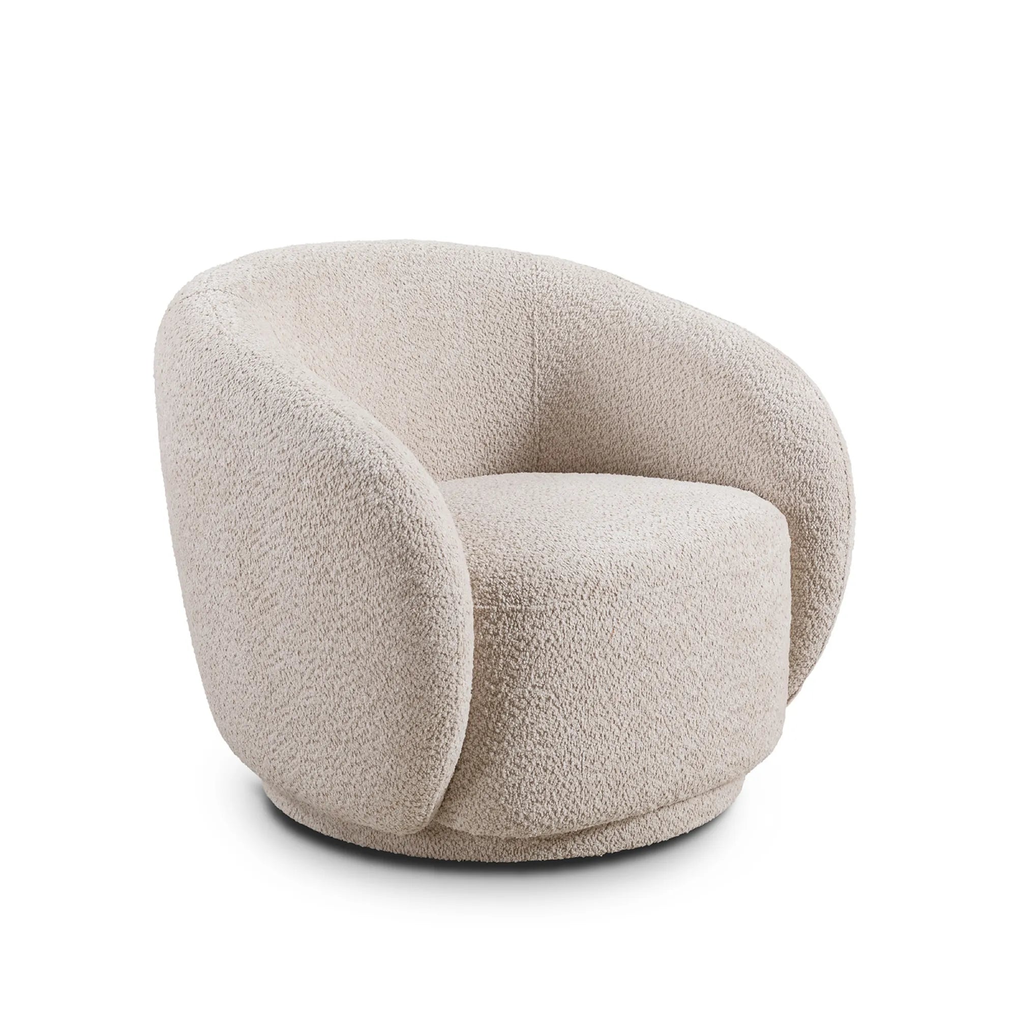 Boucle Fabric Swivel Barrel Accent Chair