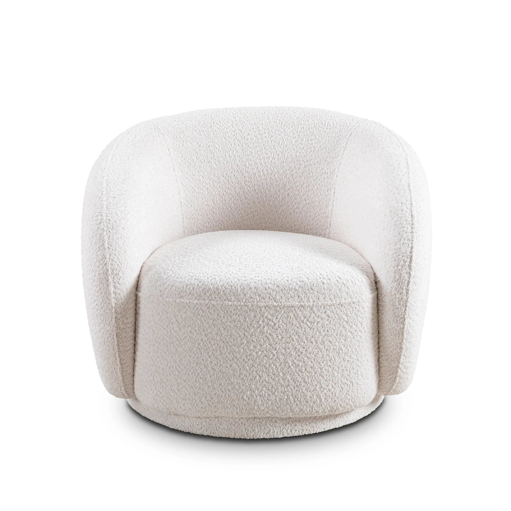 Boucle Fabric Swivel Barrel Accent Chair