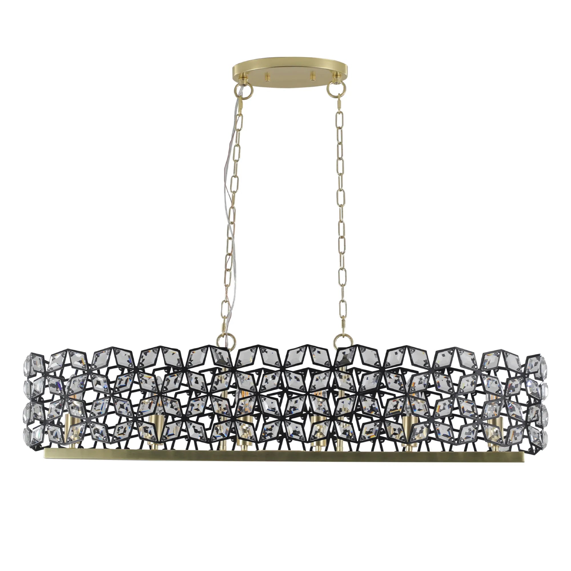39" Champagne Gold Oval Crystal Modern Chandelier Light