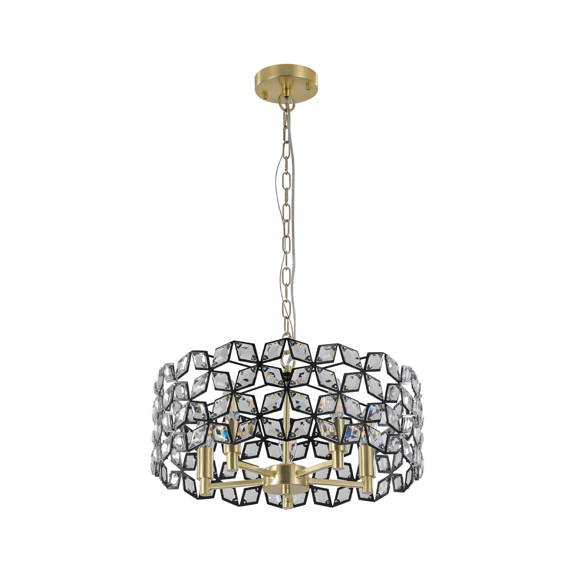19" Champagne Gold Round Crystal Modern Chandelier Light