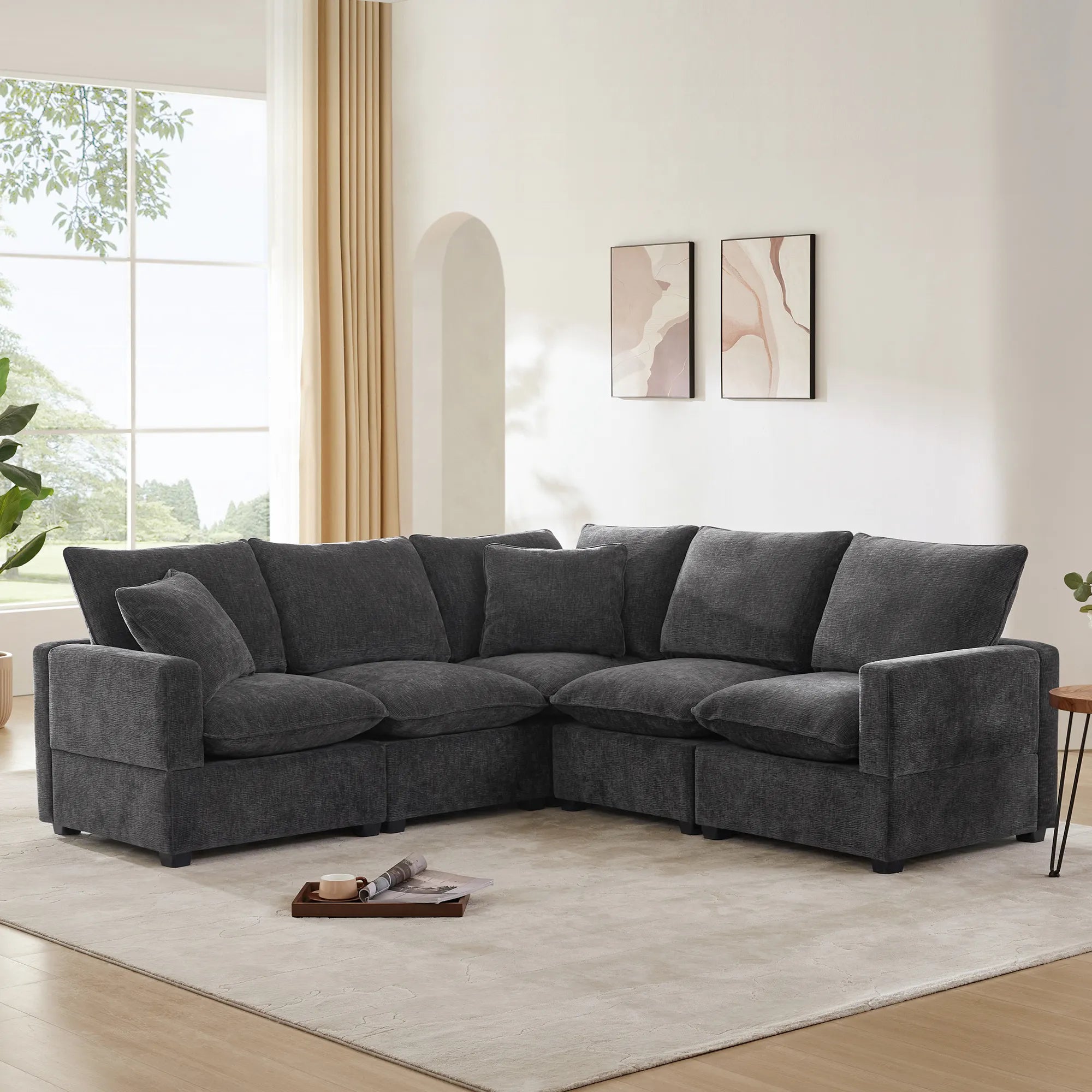 Chenille Modern Modular Sectional Sofa