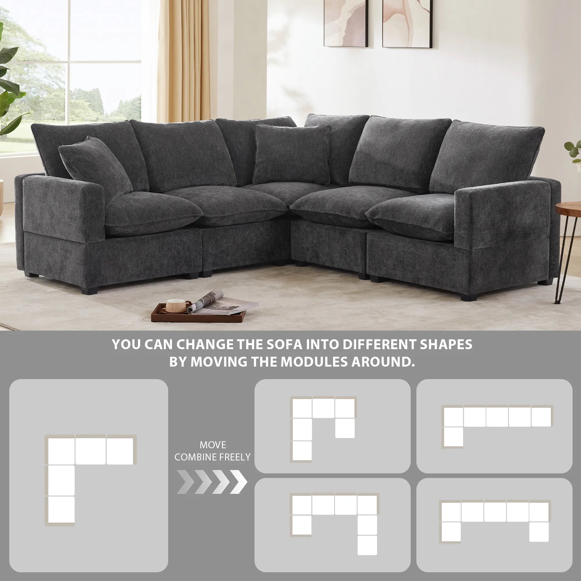 Chenille Modern Modular Sectional Sofa
