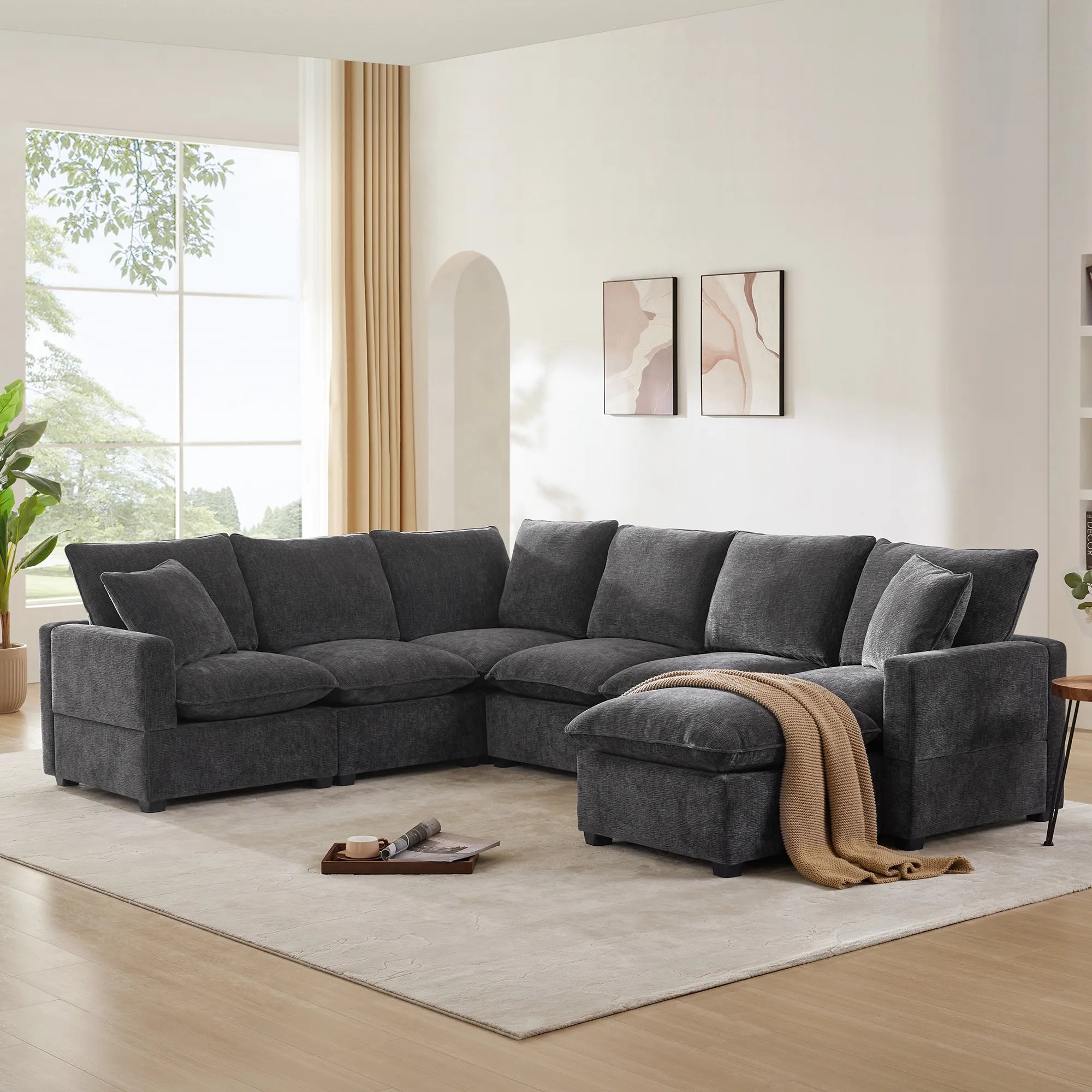 Chenille Modern Modular Sectional Sofa