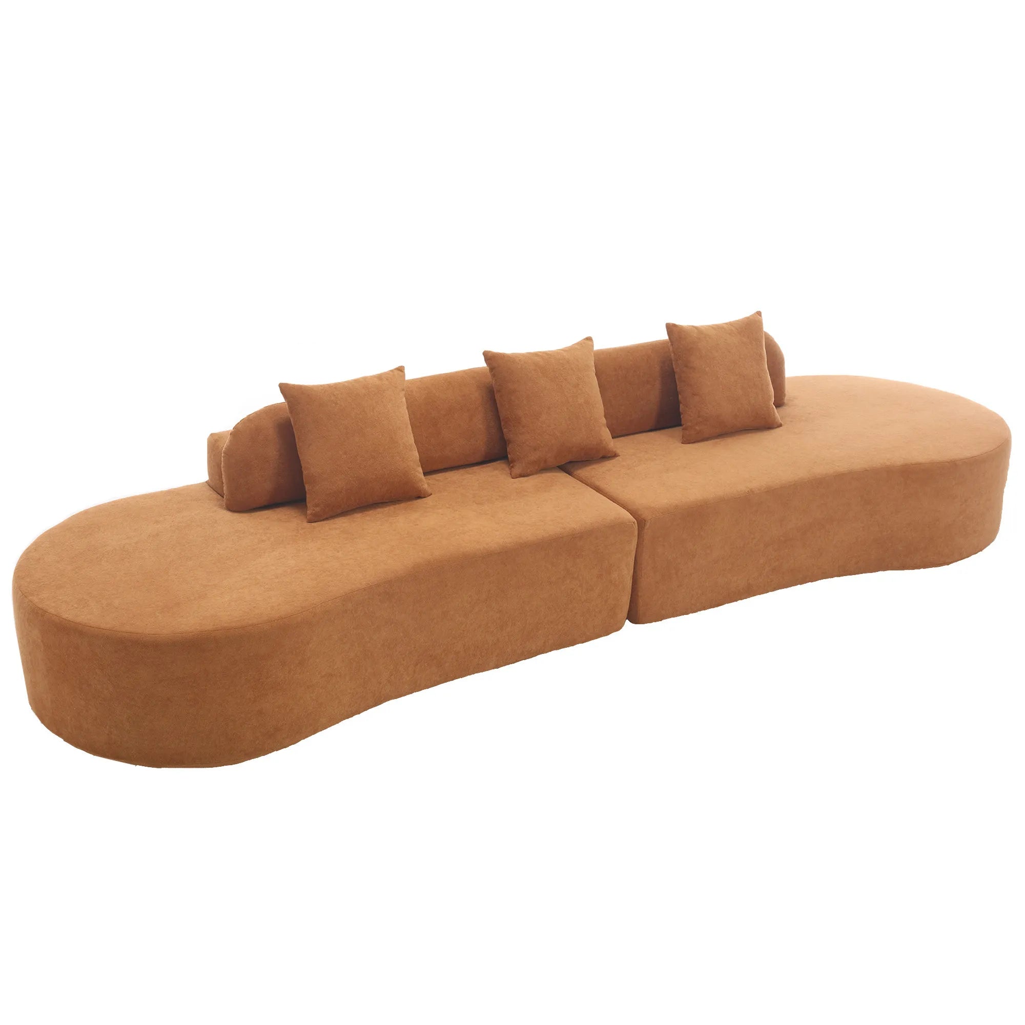 Cloud Comfort Modern Minimalist Curved Sofa with Terrycloth Fabric