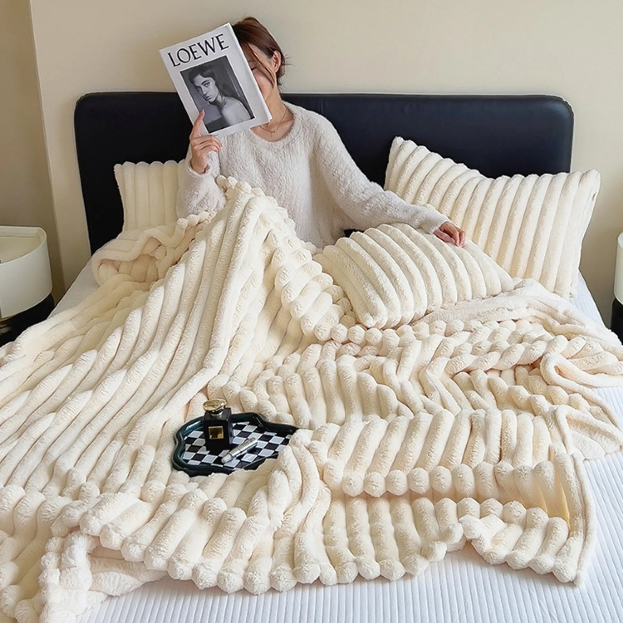 Comfy Fluffy Faux Fur Throw Blanket