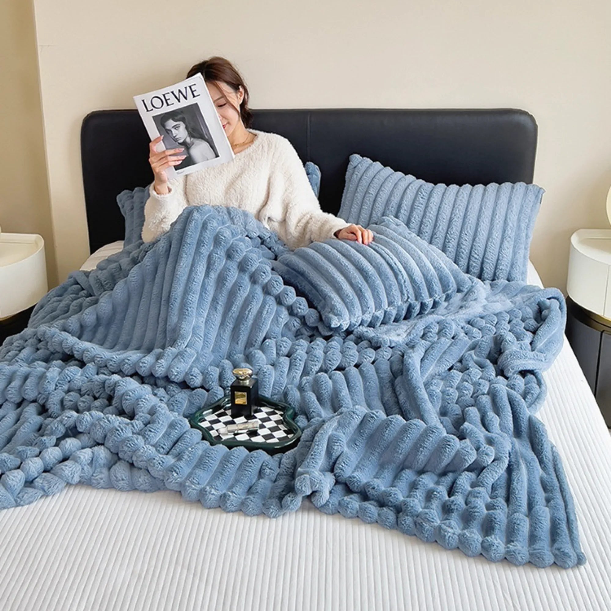 Comfy Fluffy Faux Fur Throw Blanket