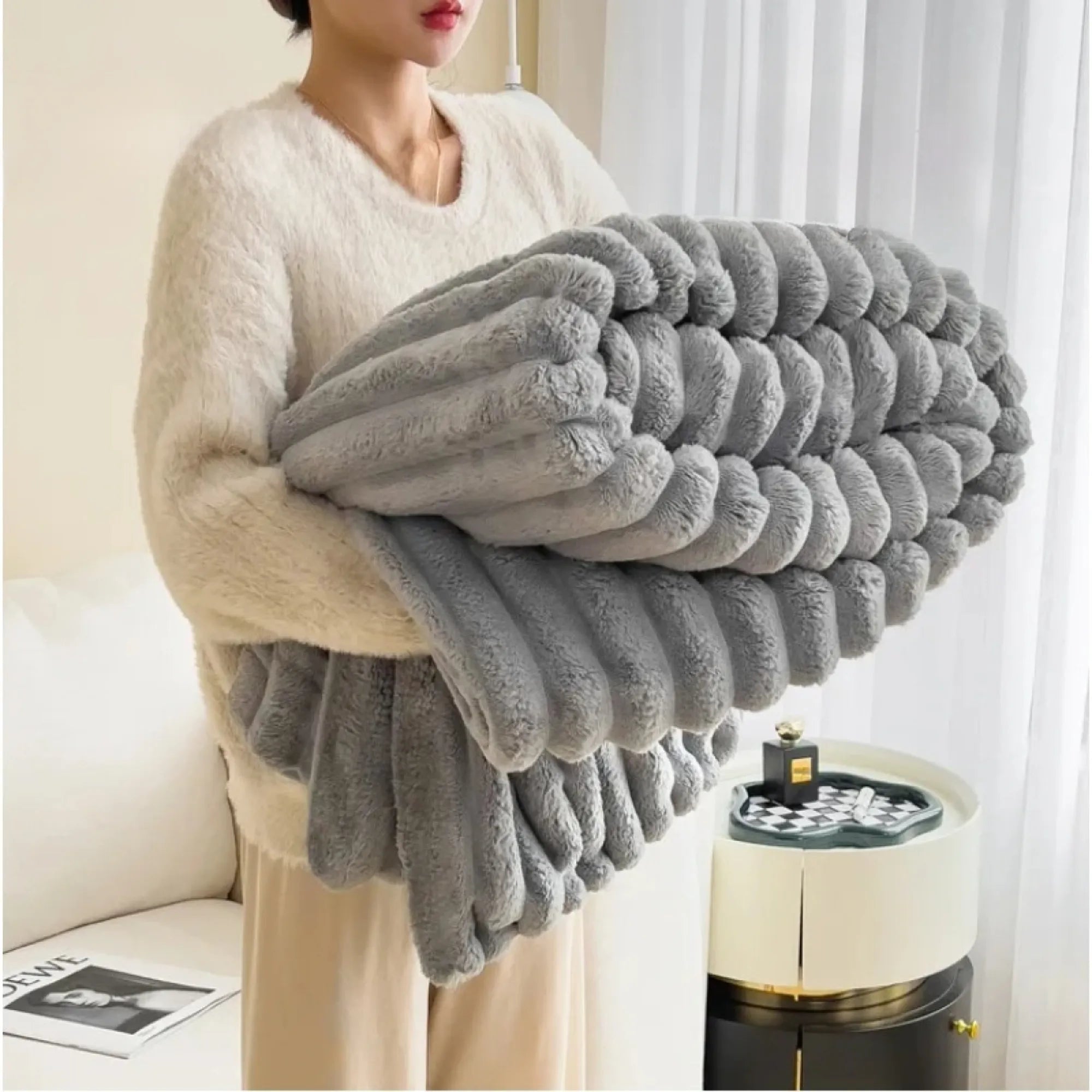 Comfy Fluffy Faux Fur Throw Blanket